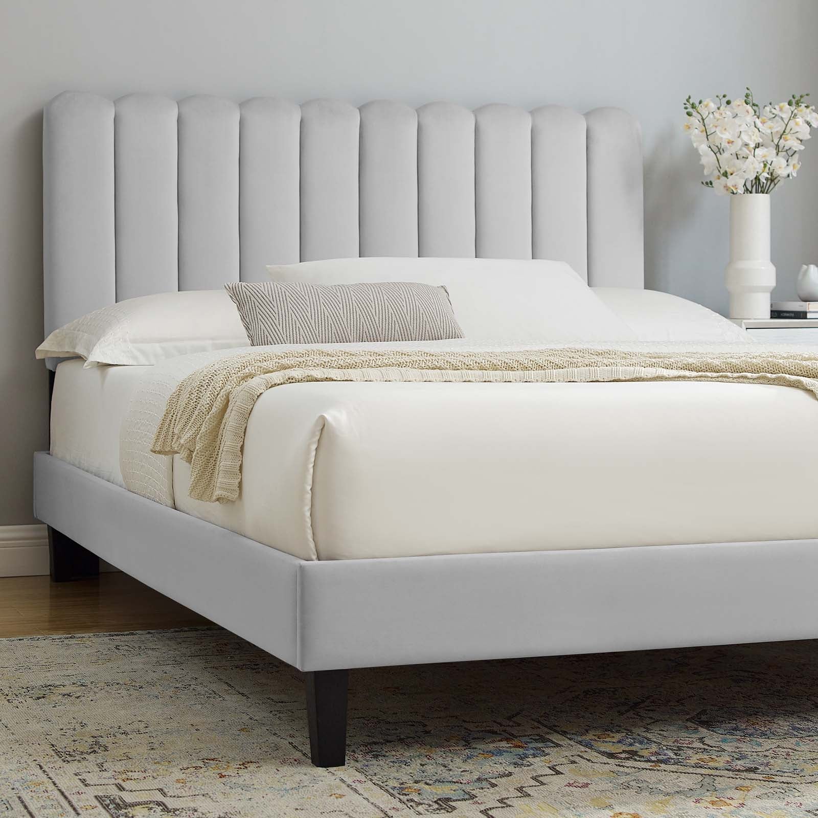 Reagan Queen Performance Velvet Platform Bed By Modway - MOD-6588 - Image 40