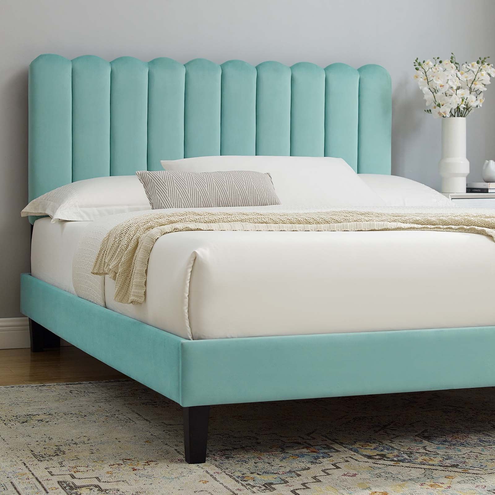 Reagan Queen Performance Velvet Platform Bed By Modway - MOD-6588 - Image 56