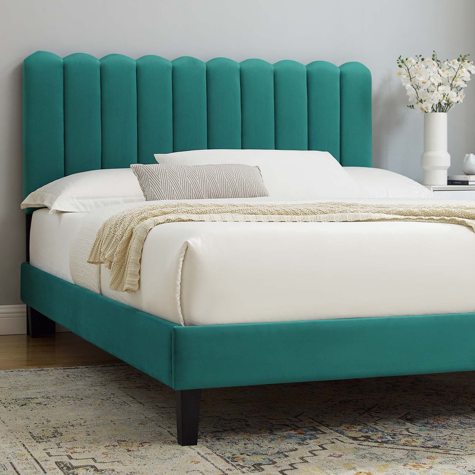 Reagan Queen Performance Velvet Platform Bed By Modway - MOD-6588 - Image 88