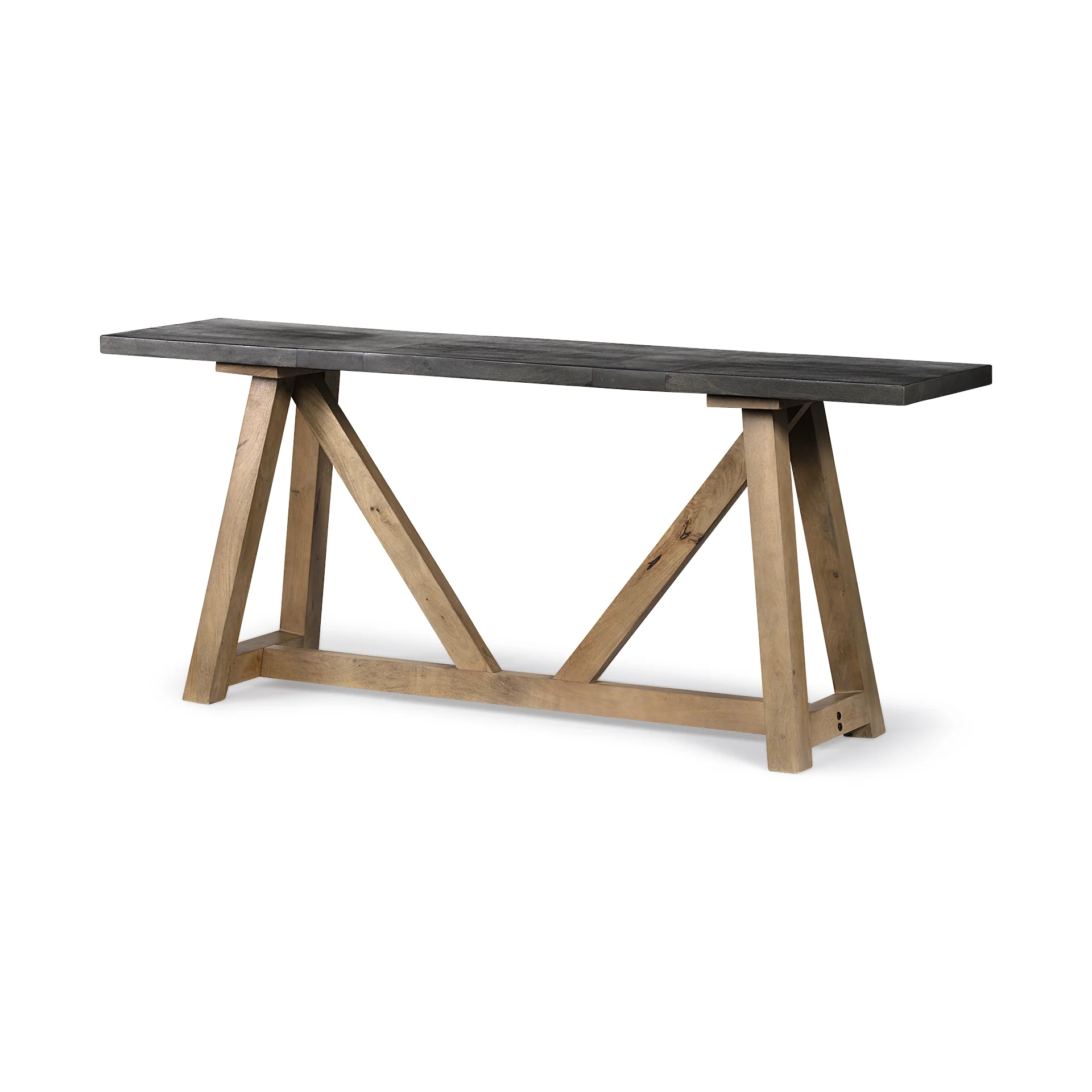 Rectangular Dark Brown Mango Wood Finish Console Table With Light Brown Solid Wood Legs By Homeroots