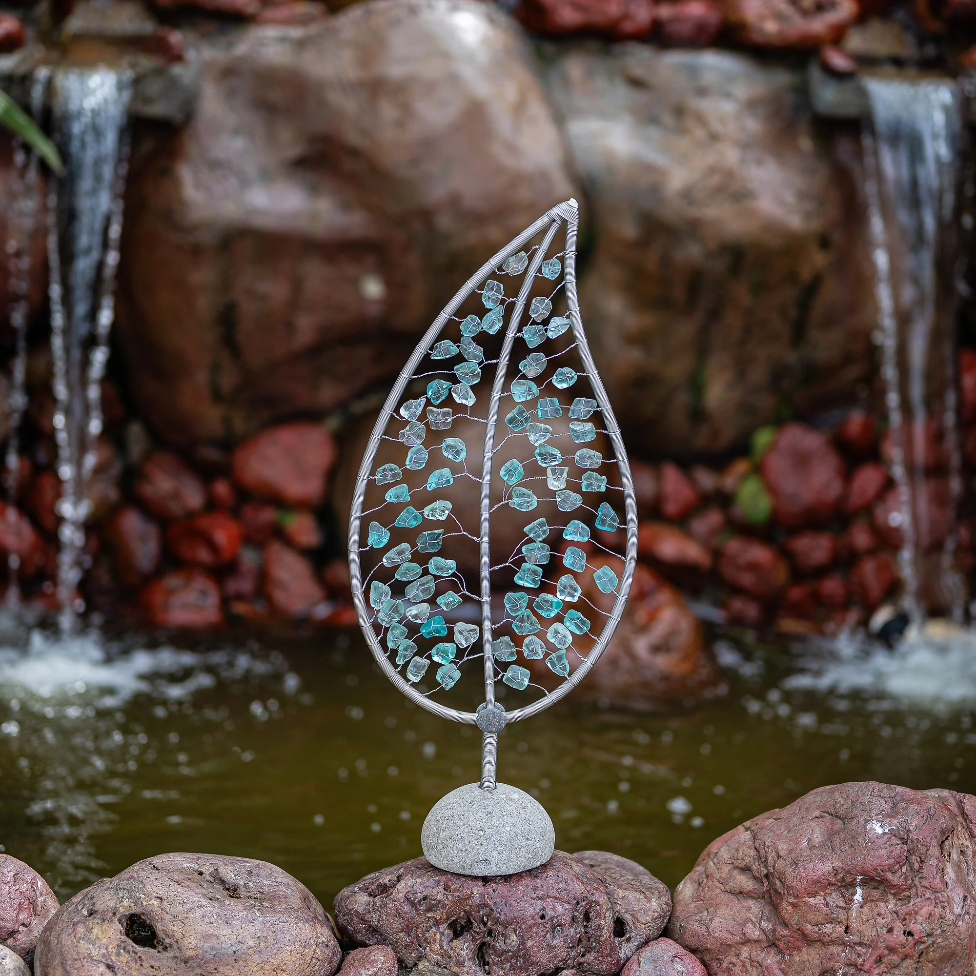 Recycled Glass Leaf on Stand Set of 2 By Garden Age Supply - Image 2