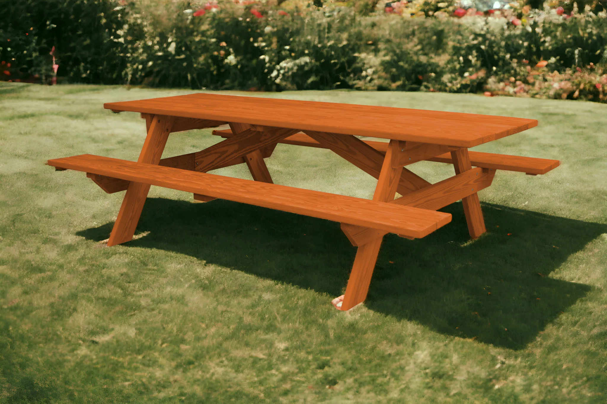 Red Solid Wood Outdoor Picnic Table By Homeroots