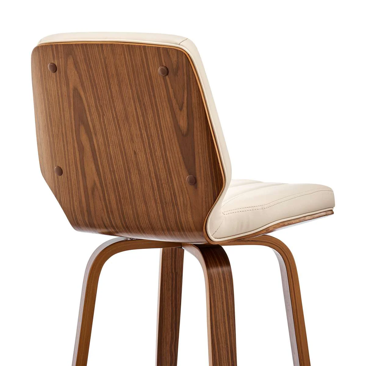 Renee 26" Swivel Cream Faux Leather and Walnut Wood Bar Stool By Armen Living - Image 7