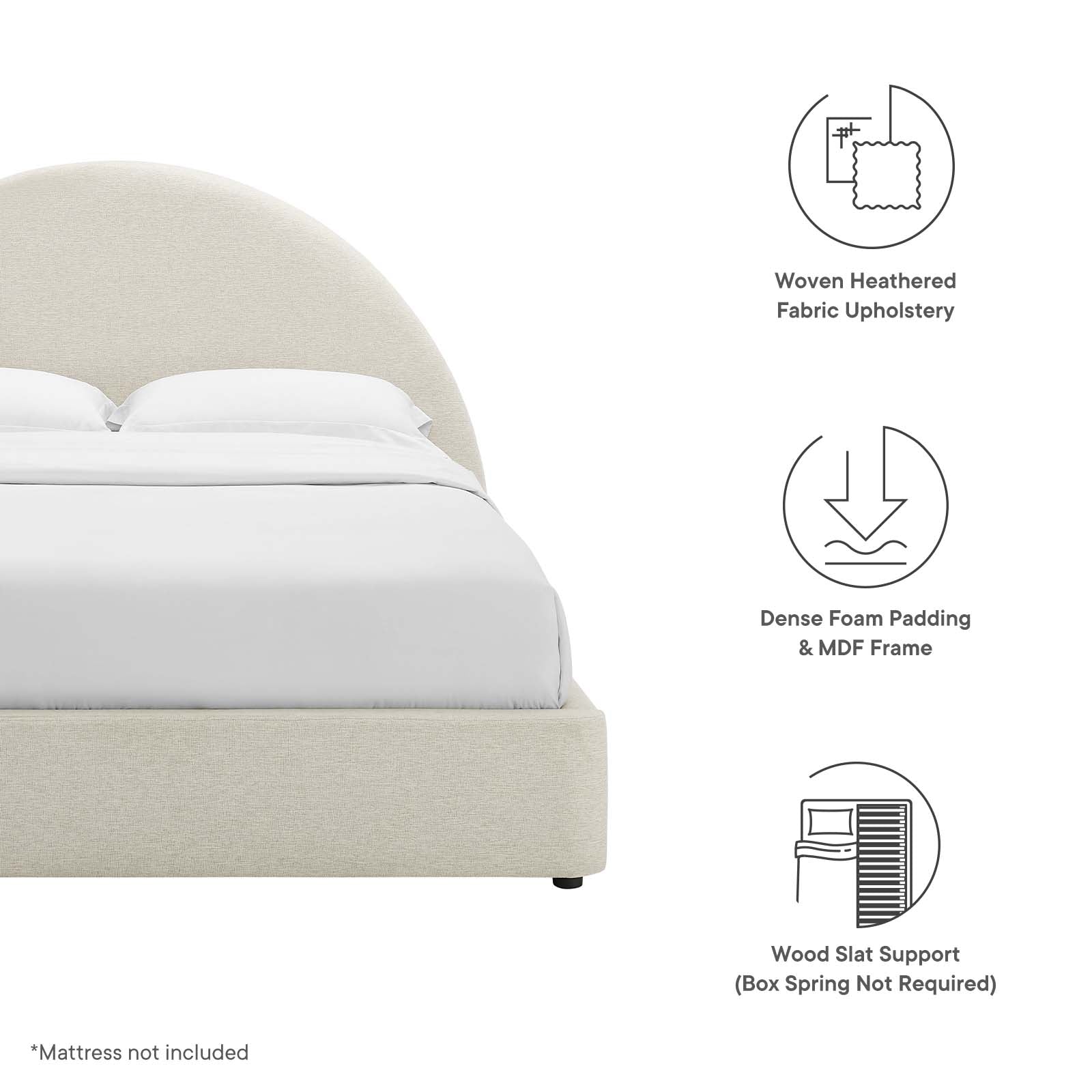 Resort Upholstered Fabric Arched Round King Platform Bed By Modway - MOD-7134 - Image 7
