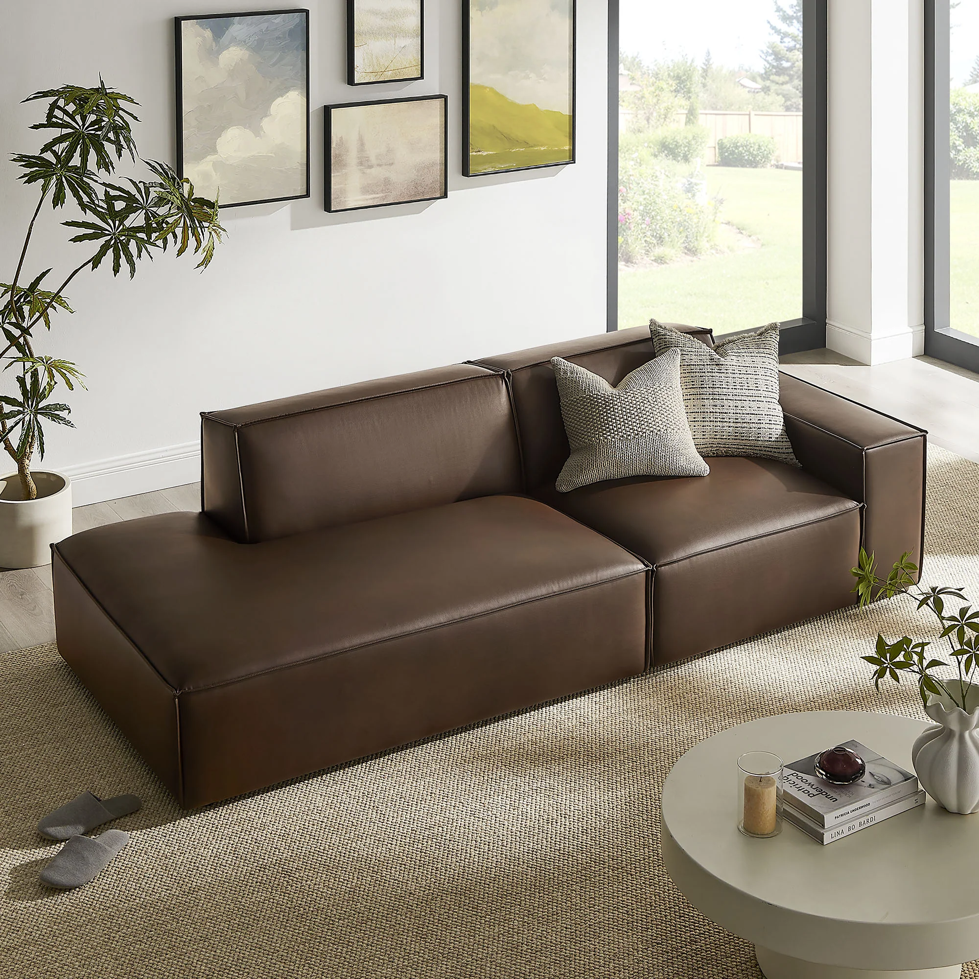 Restore 2-Piece Vegan Leather Modular Loveseat by Modway