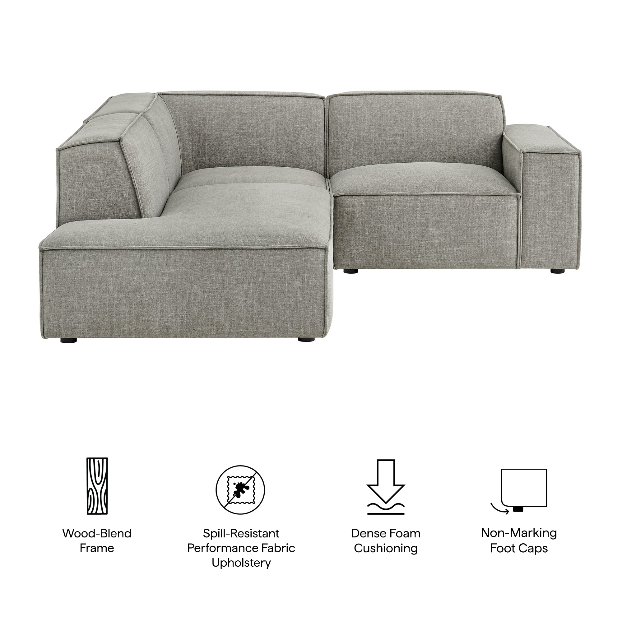 Restore 3-Piece Performance Fabric Upholstered Modular L-Shaped Sectional Sofa by Modway - Image 40
