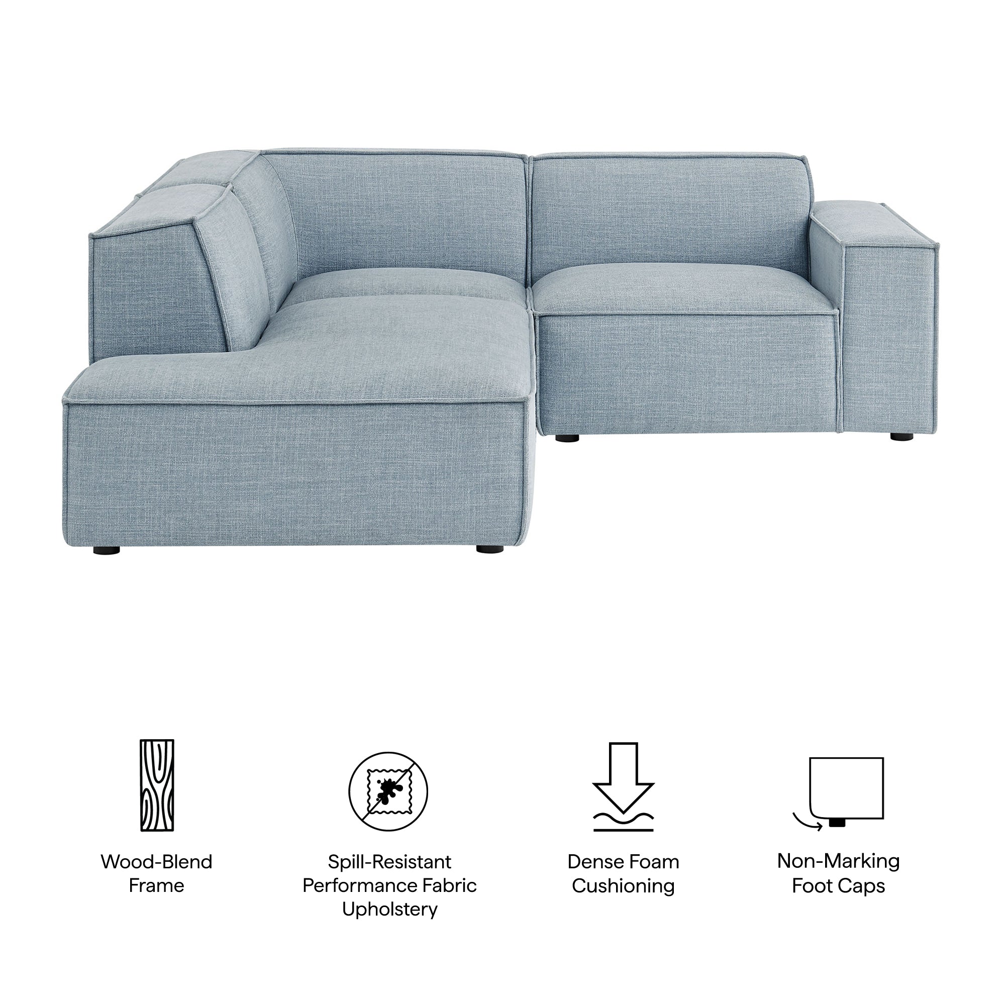 Restore 3-Piece Performance Fabric Upholstered Modular L-Shaped Sectional Sofa by Modway - Image 51