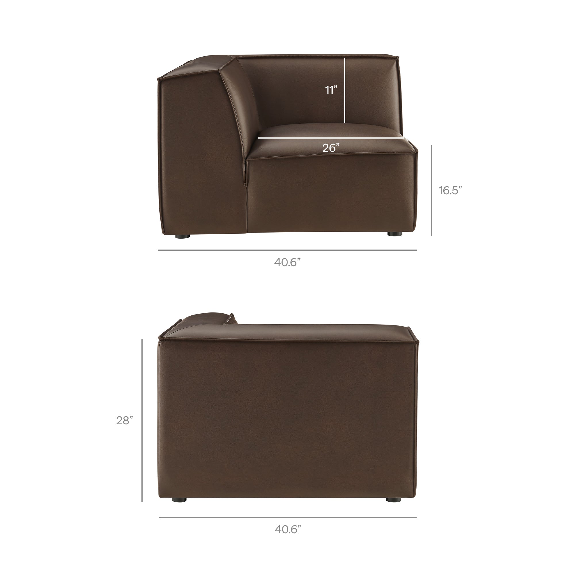 Restore 3-Piece Vegan Leather Modular L-Shaped Sectional Sofa by Modway - Image 9
