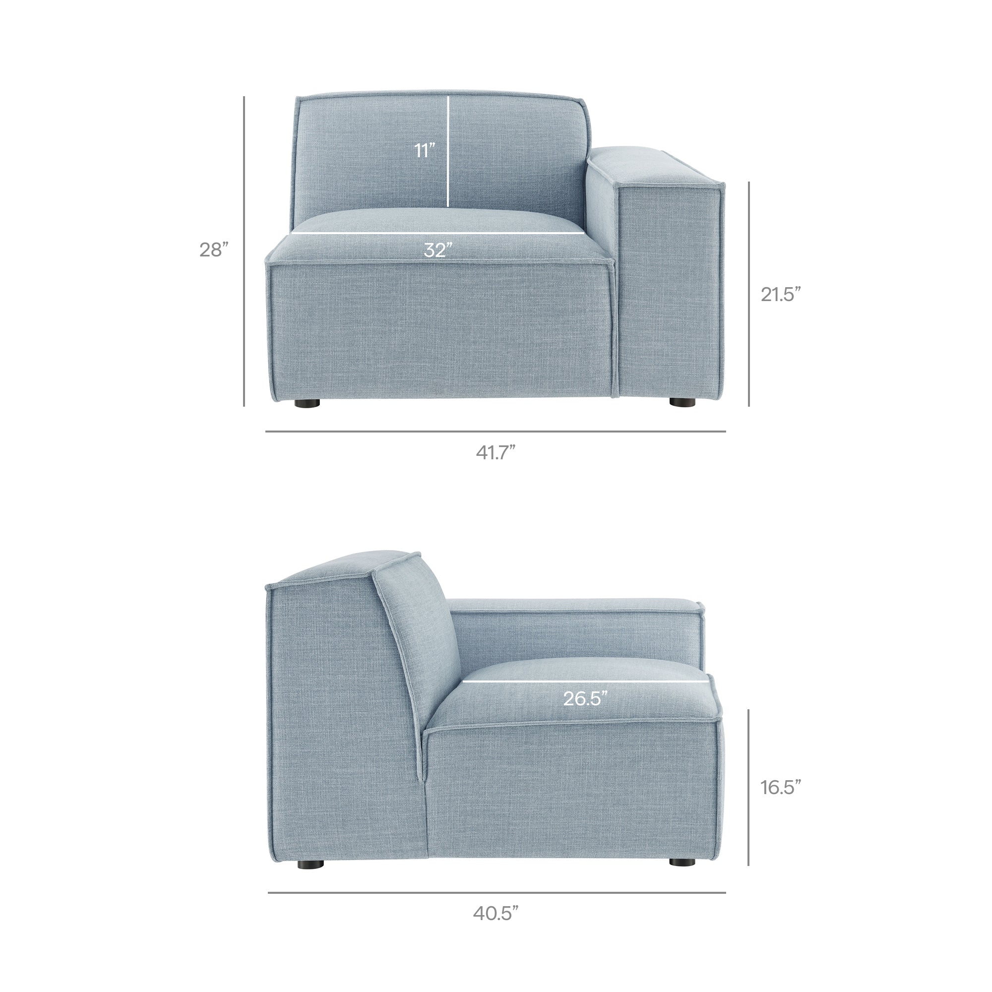 Restore 4-Piece Performance Fabric Upholstered Modular Sofa Set with Ottoman by Modway - Image 64