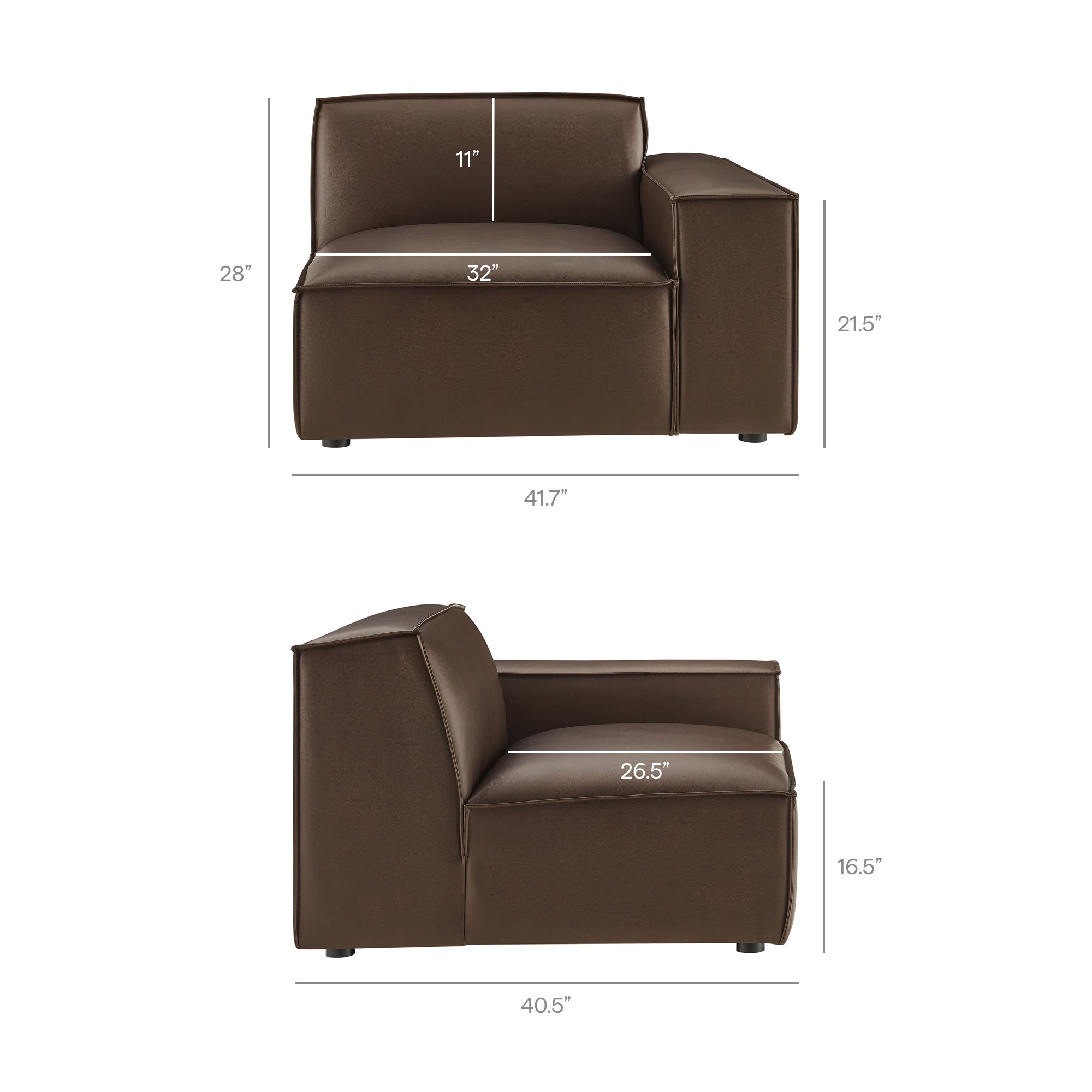 Restore 4-Piece Vegan Leather Modular Sofa Set with Ottoman by Modway - Image 11