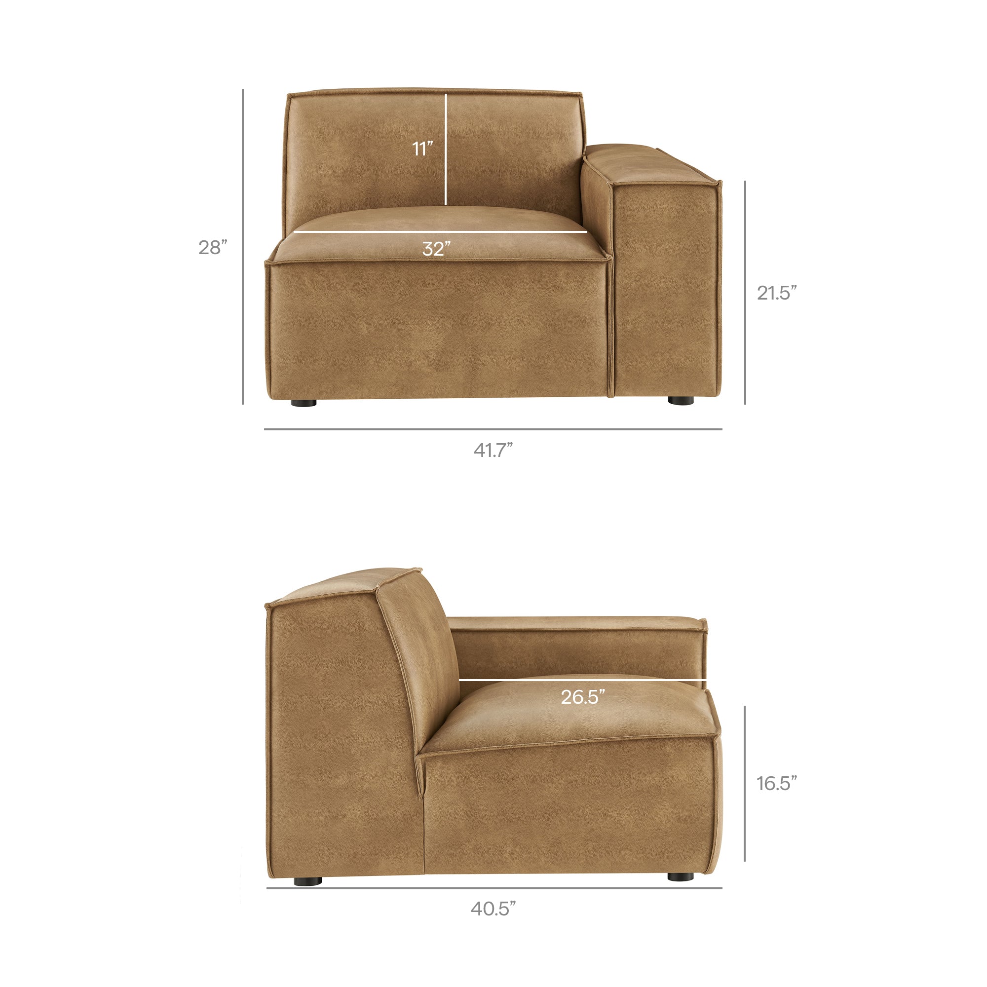 Restore 4-Piece Vegan Leather Modular Sofa Set with Ottoman by Modway - Image 23