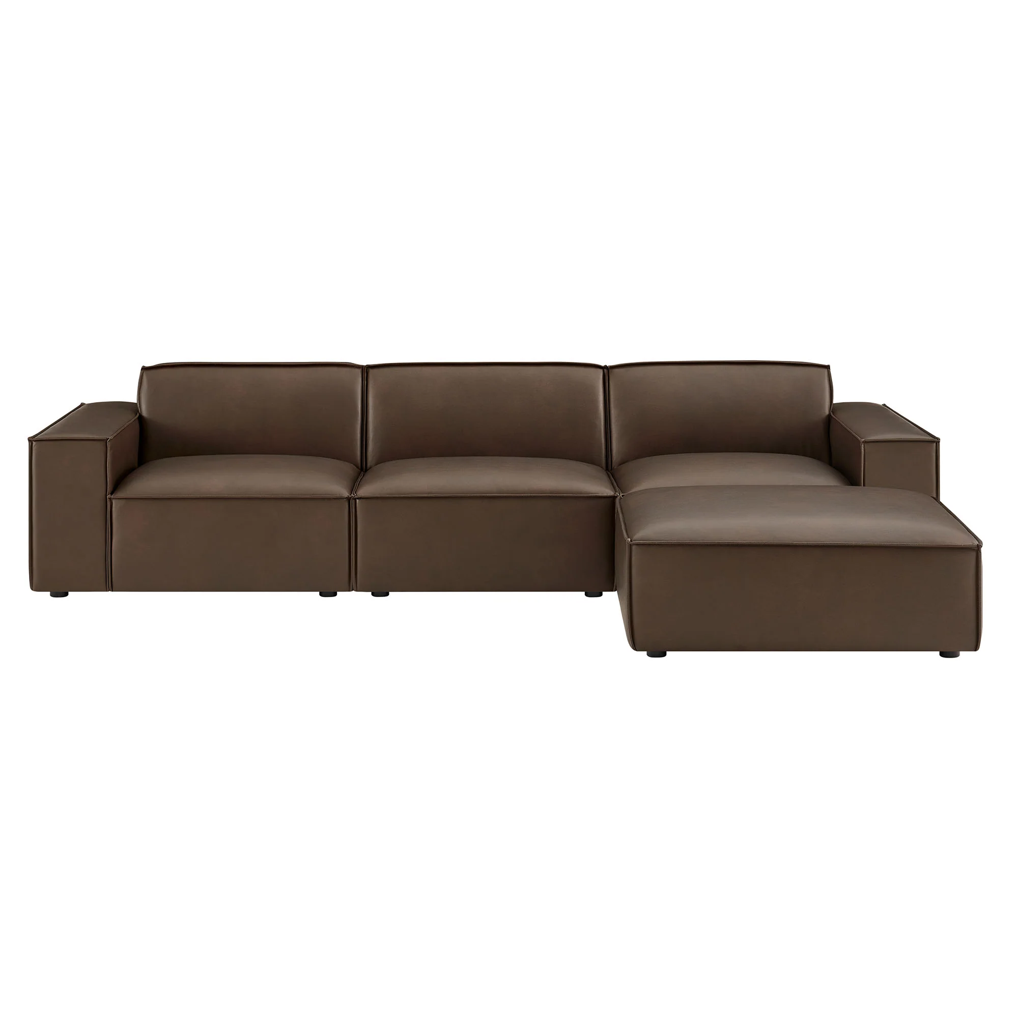 Restore 4-Piece Vegan Leather Modular Sofa Set with Ottoman by Modway - Image 3