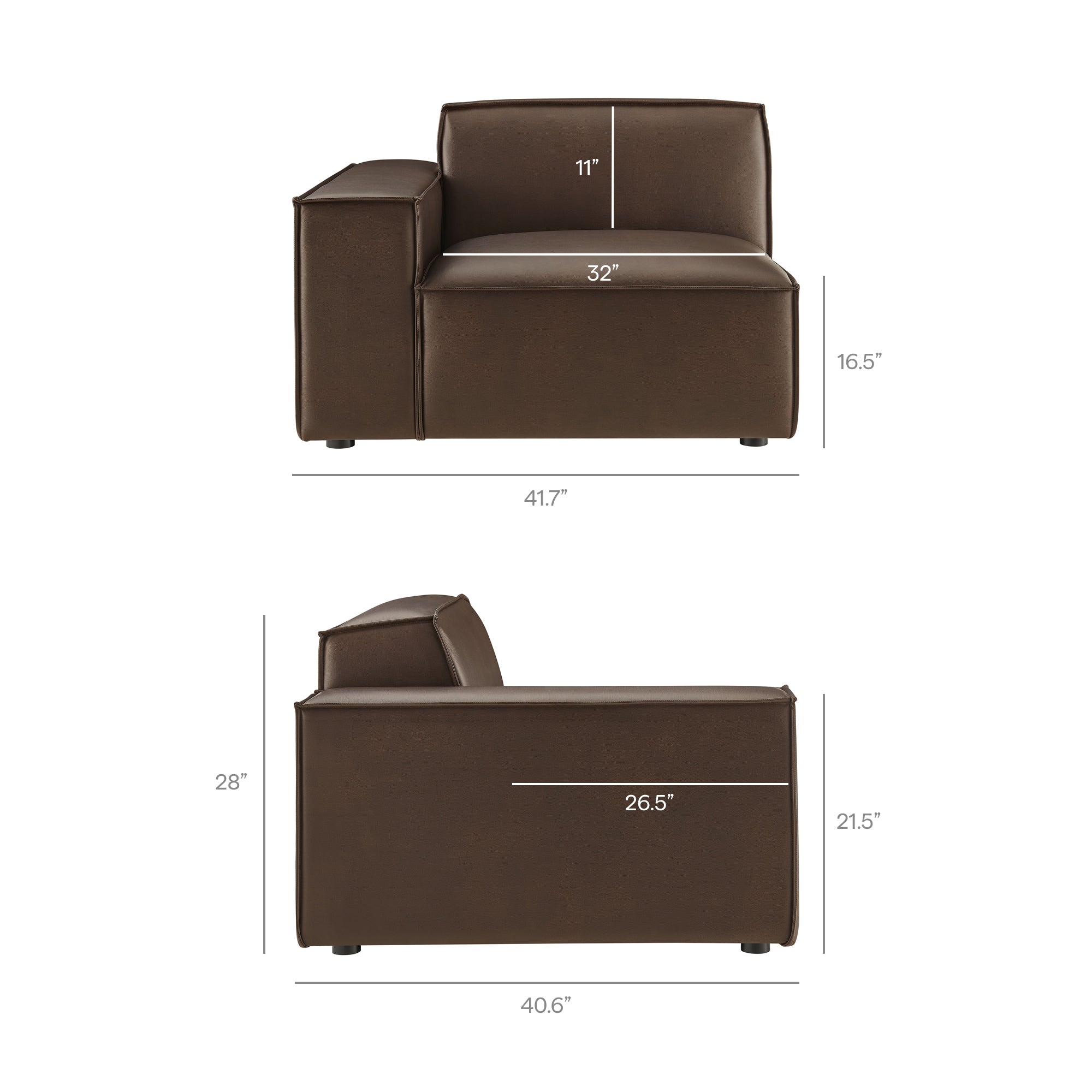Restore 4-Piece Vegan Leather Modular Sofa Set with Ottoman by Modway - Image 9