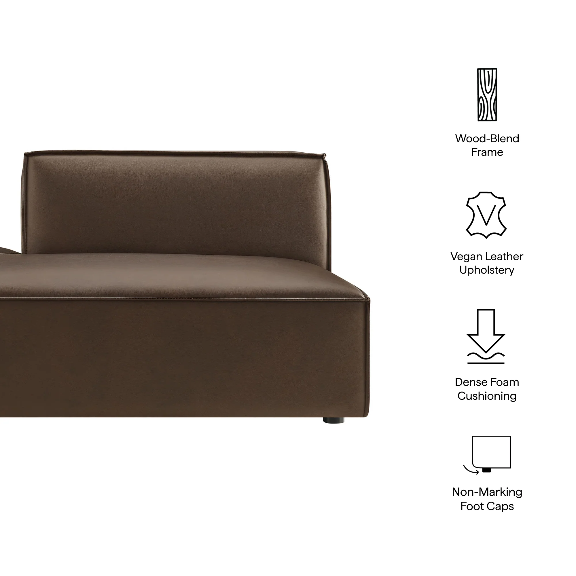 Restore Vegan Leather Left-Facing Armless Modular Chaise by Modway - Image 8