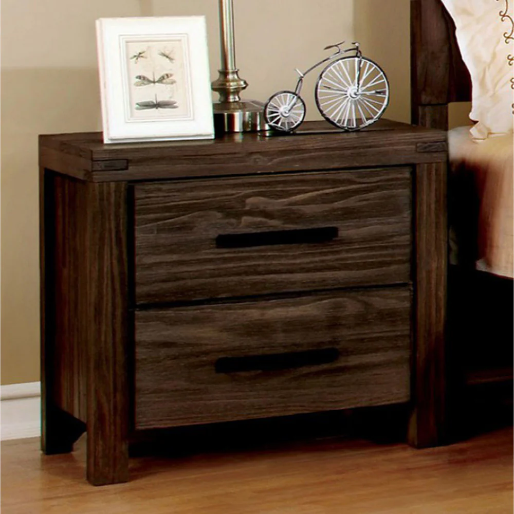 Rexburg Transitional Nightstand, Dark Gray Finish By Benzara
