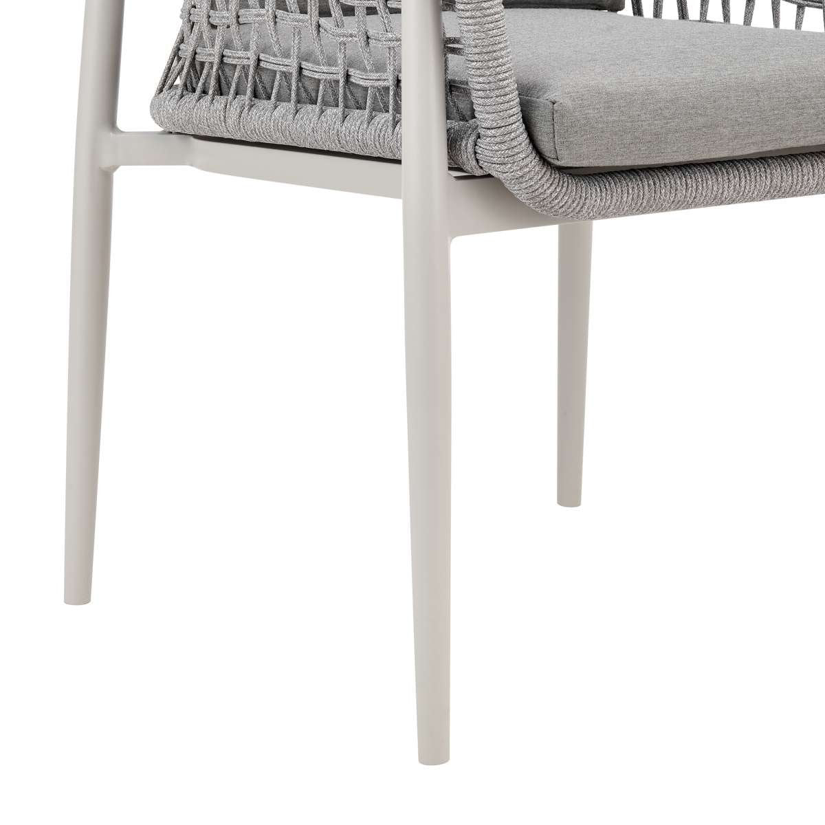 Rhodes Outdoor Patio 5 Piece Dining Set in Aluminum with Sintered Stone and Gray Cushions By Armen Living - Image 8