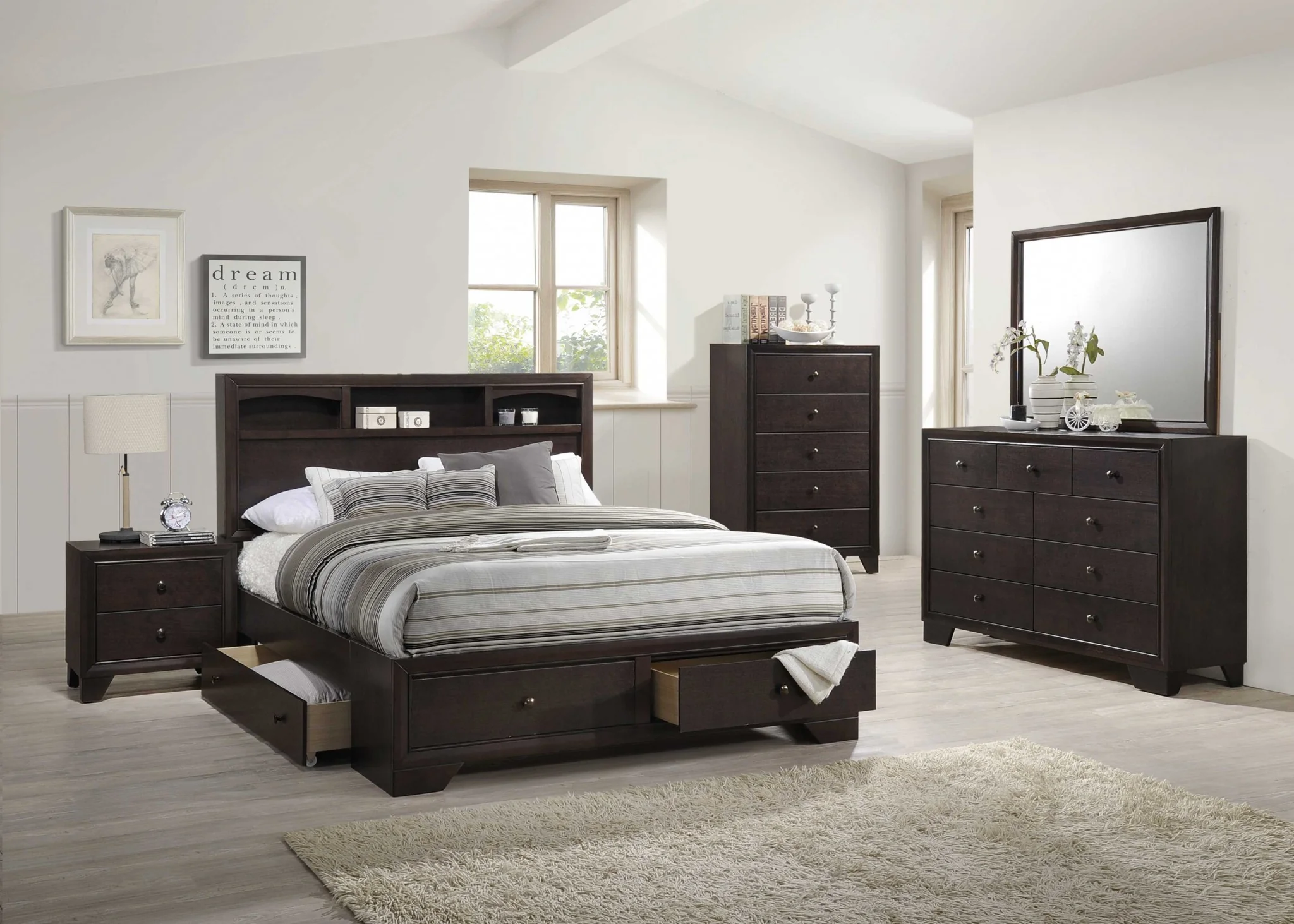 Rich Espresso Finish Queen Bed With Storage By Homeroots