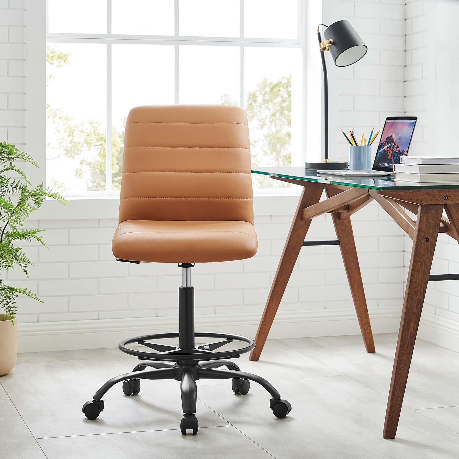 Ripple Armless Vegan Leather Drafting Chair By Modway - EEI-4978 - Image 16