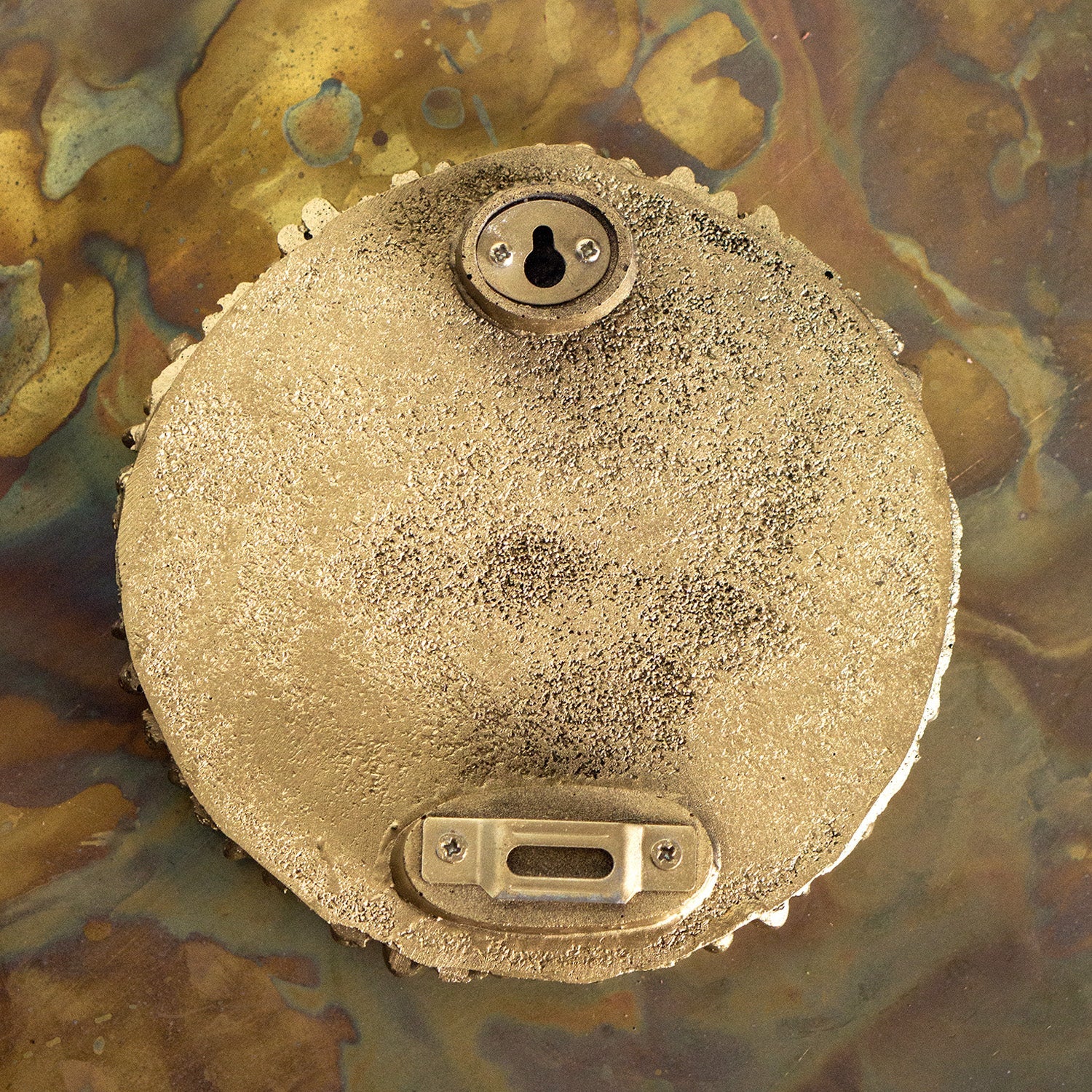 River Rock 6.75"D Wall Medallion, Gold Painted By Gold Leaf - Image 5
