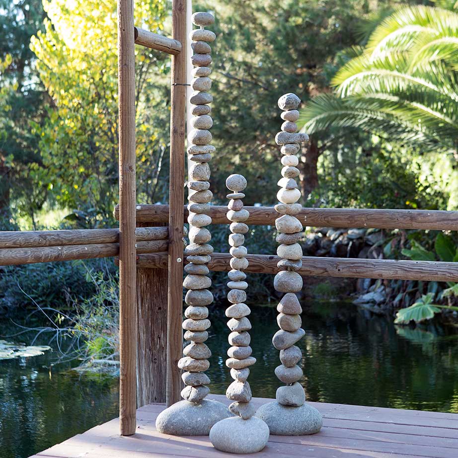 Rock Cairn Tower Septuple Set of 2 36" By Garden Age Supply