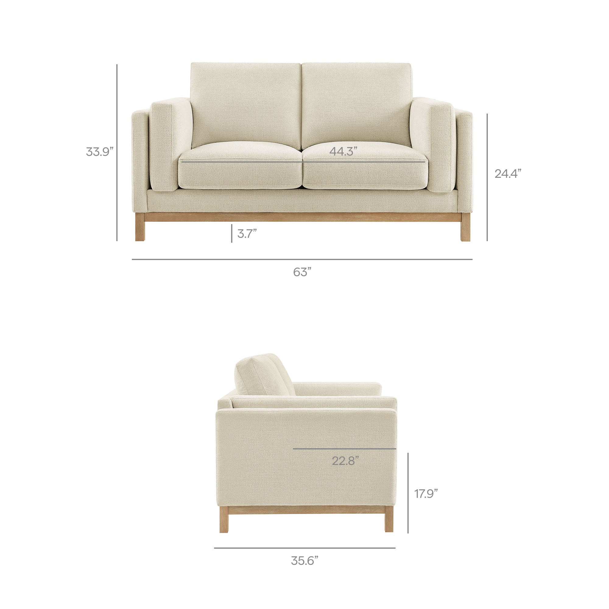 Roscoe 63 inch Fabric Loveseat by Modway - Image 9
