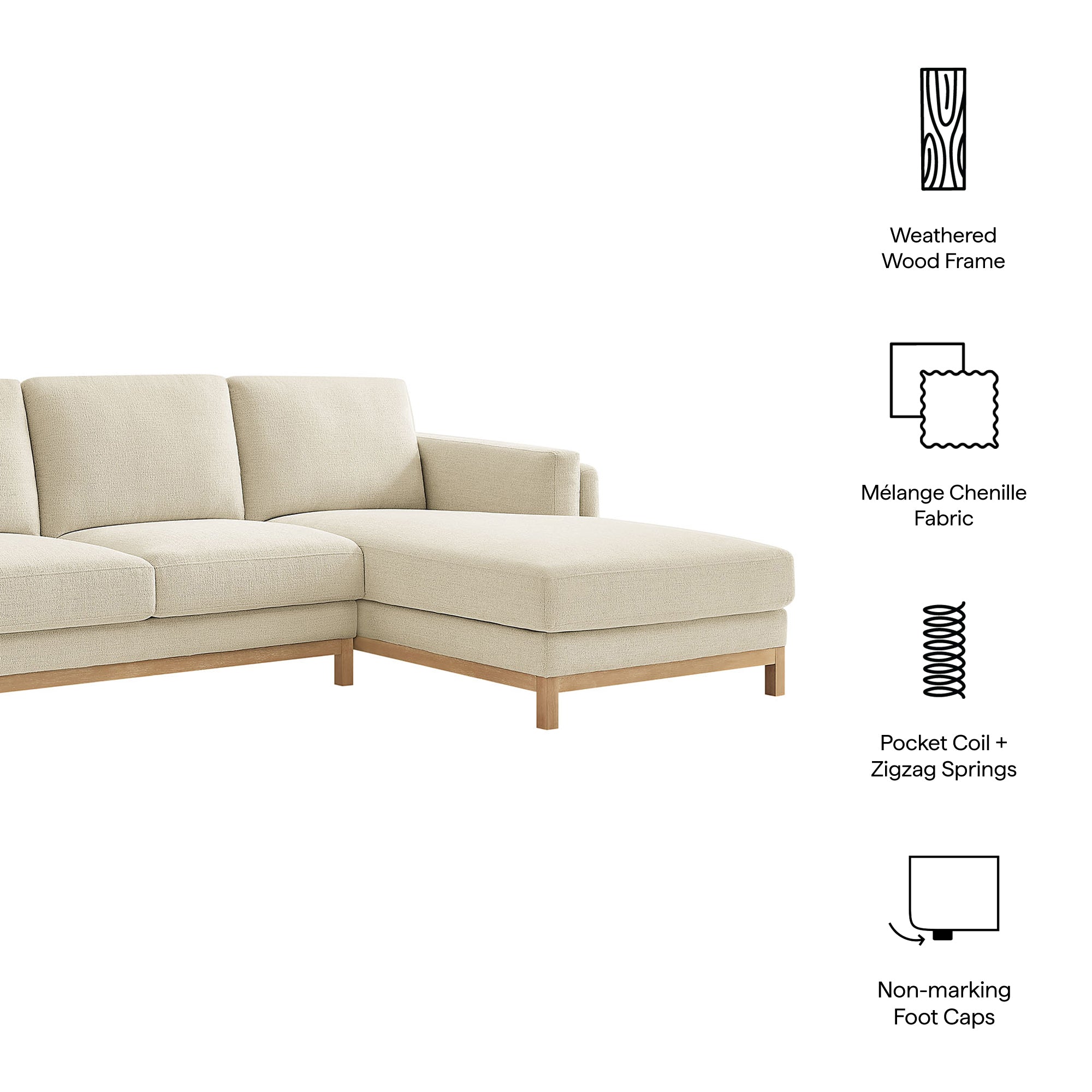 Roscoe Right-Facing Fabric Sectional Sofa with Chaise by Modway - Image 7