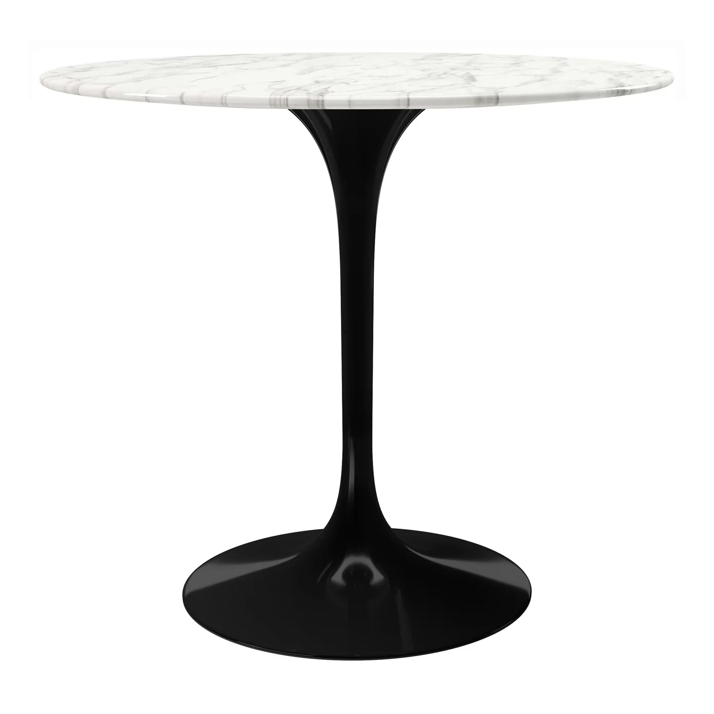 Rose 32" Round Marble Dining Table, Black Base By World Modern Design