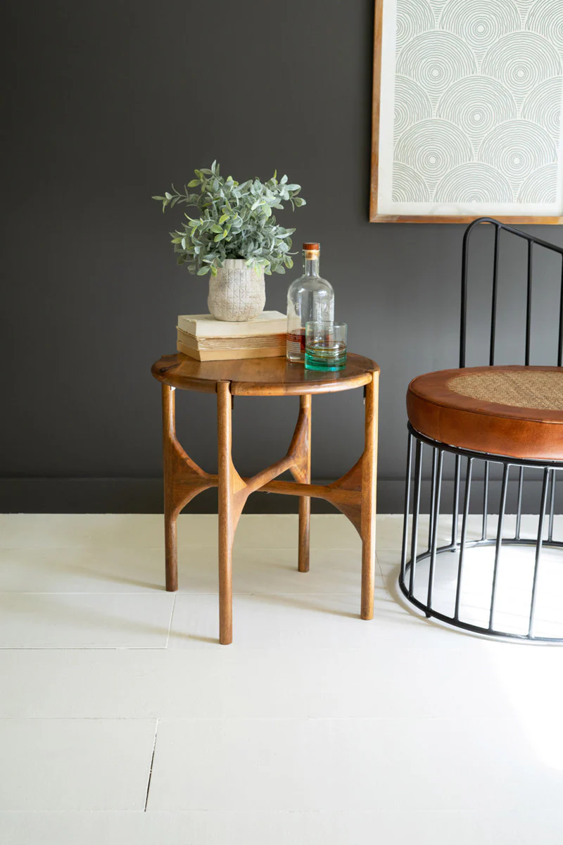 Round Mango Wood Accent Table By Kalalou