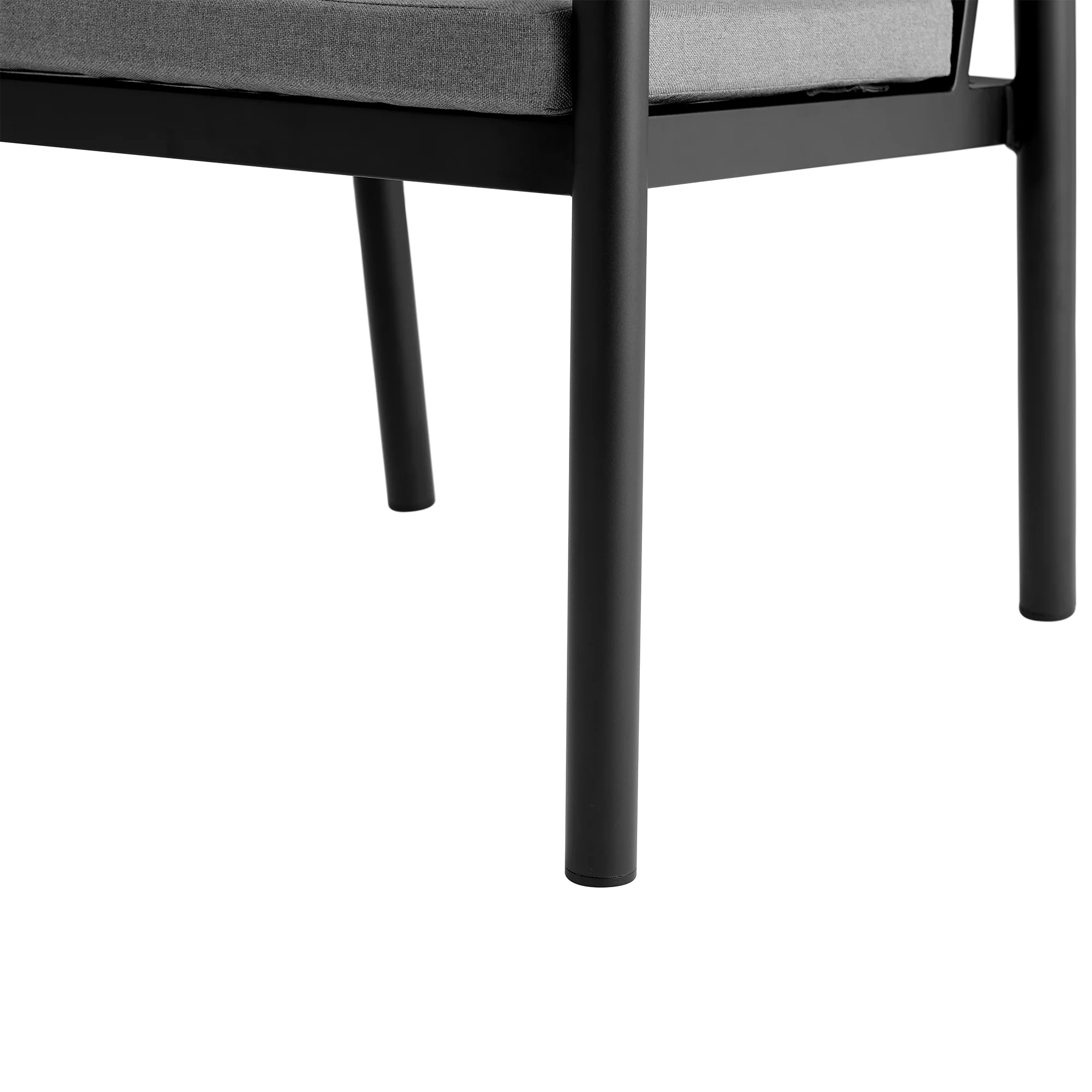 Royal Black Aluminum and Teak Outdoor Dining Chair with Dark Gray Fabric - Set of 2 By Armen Living - Image 11