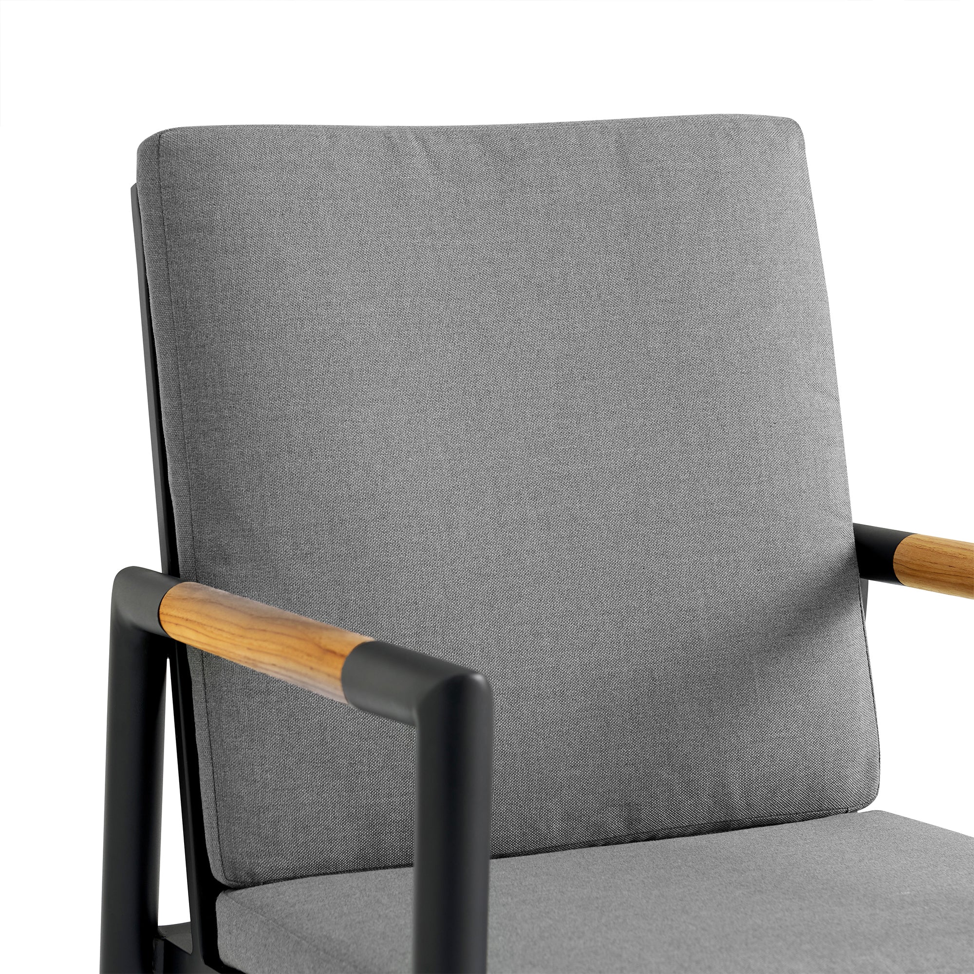 Royal Black Aluminum and Teak Outdoor Dining Chair with Dark Gray Fabric - Set of 2 By Armen Living - Image 7