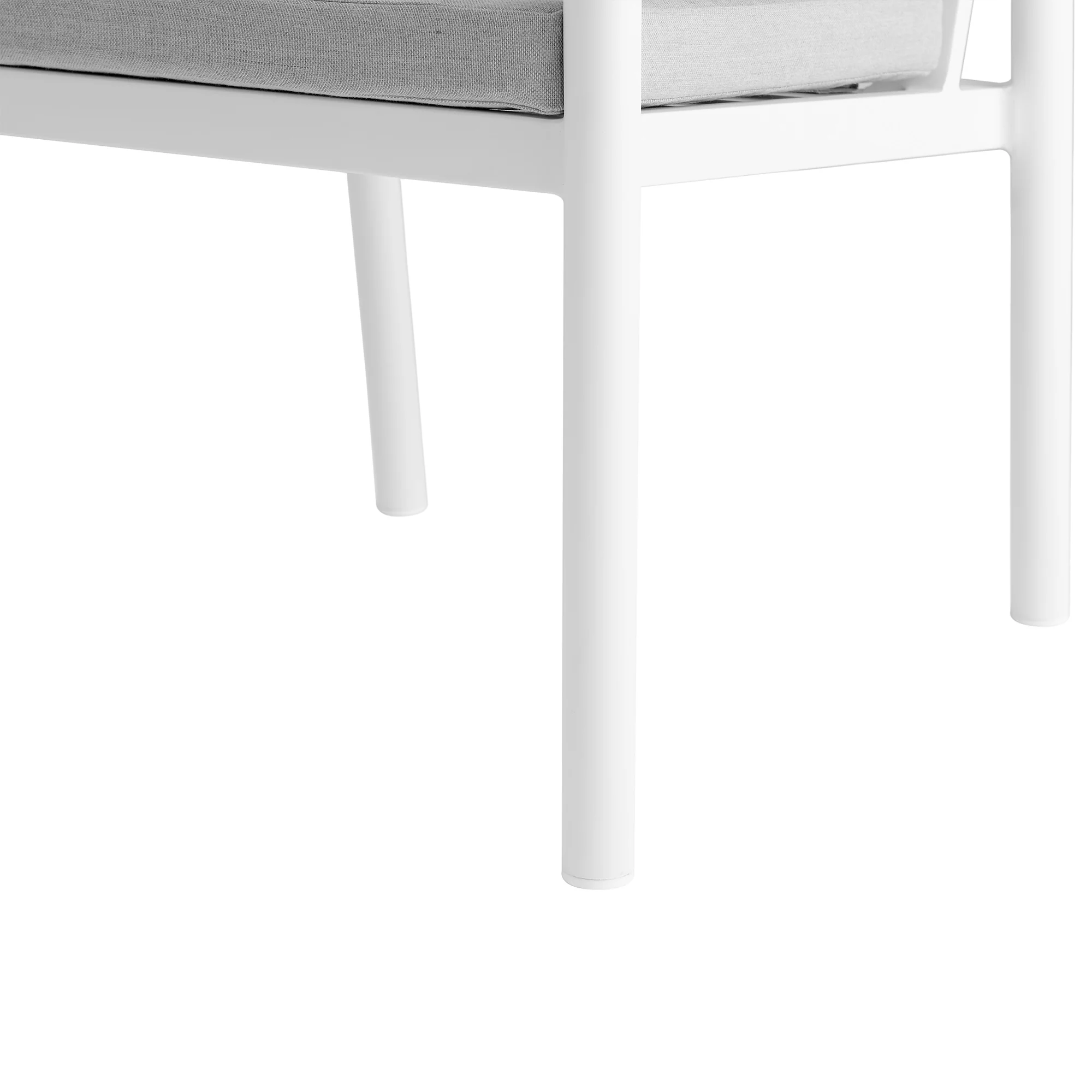 Royal White Aluminum and Teak Outdoor Dining Chair with Light Gray Fabric - Set of 2 By Armen Living - Image 11