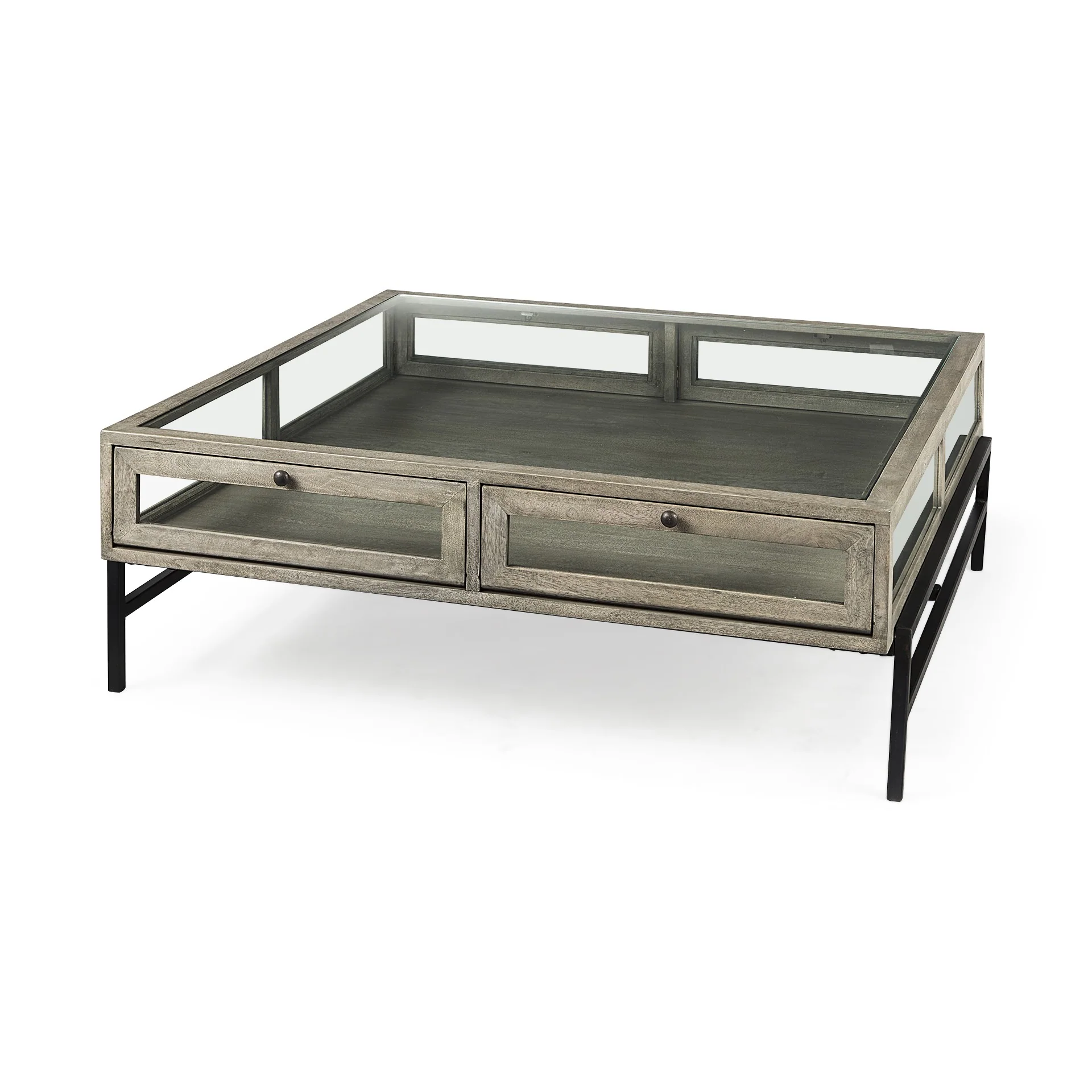 Rustic Gray Brown Shadowbox Coffee Table By Homeroots