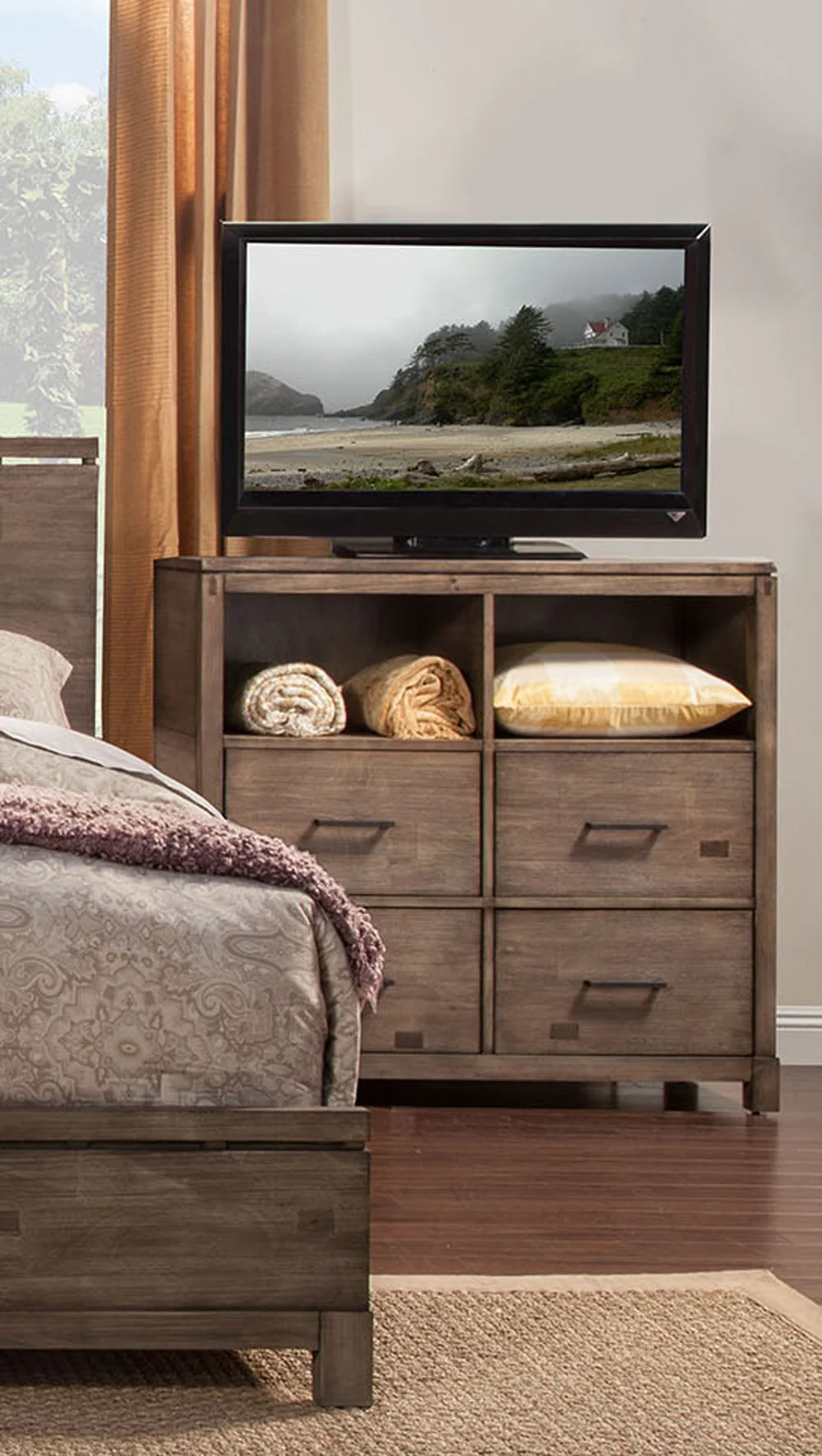 Rustic Weathered Gray TV Console Cabinet By Homeroots