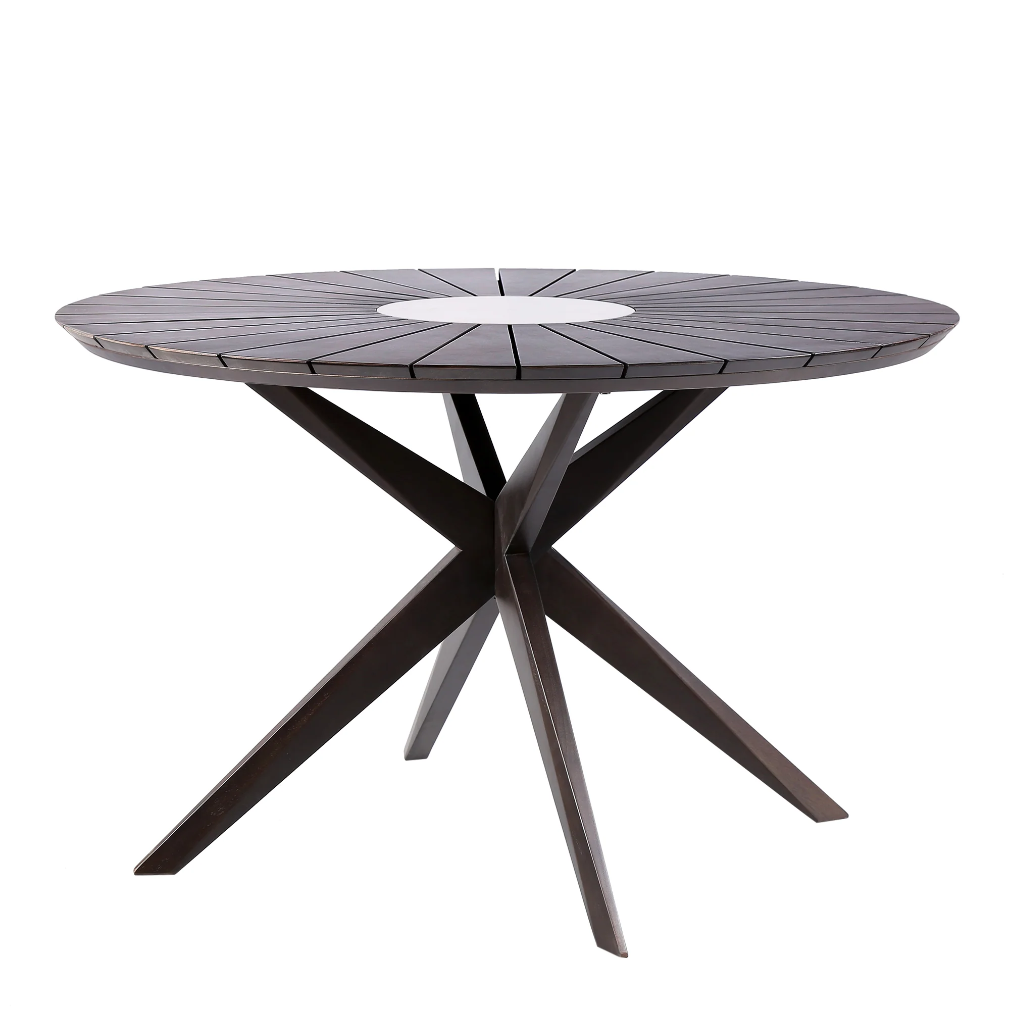 Sachi Outdoor Dark Eucalyptus Wood and Concrete Round Dining Table By Armen Living - Image 2