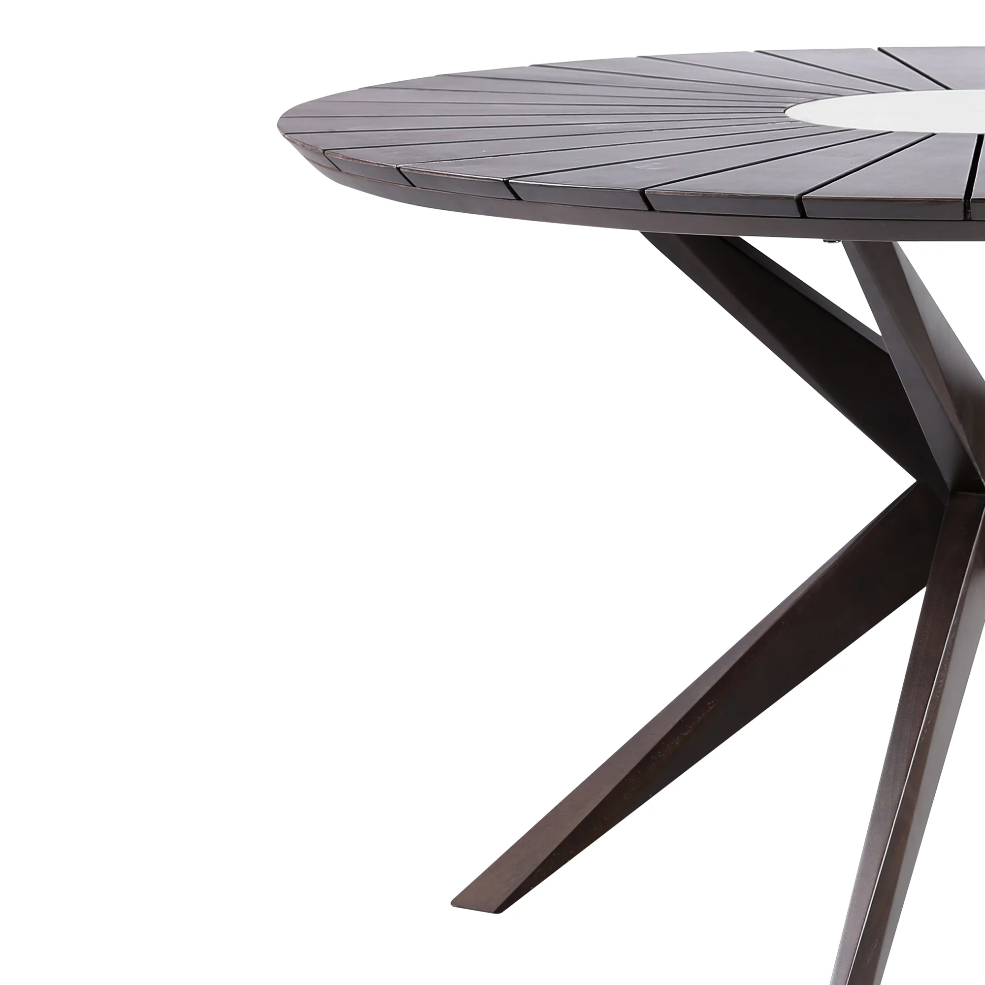 Sachi Outdoor Dark Eucalyptus Wood and Concrete Round Dining Table By Armen Living - Image 4