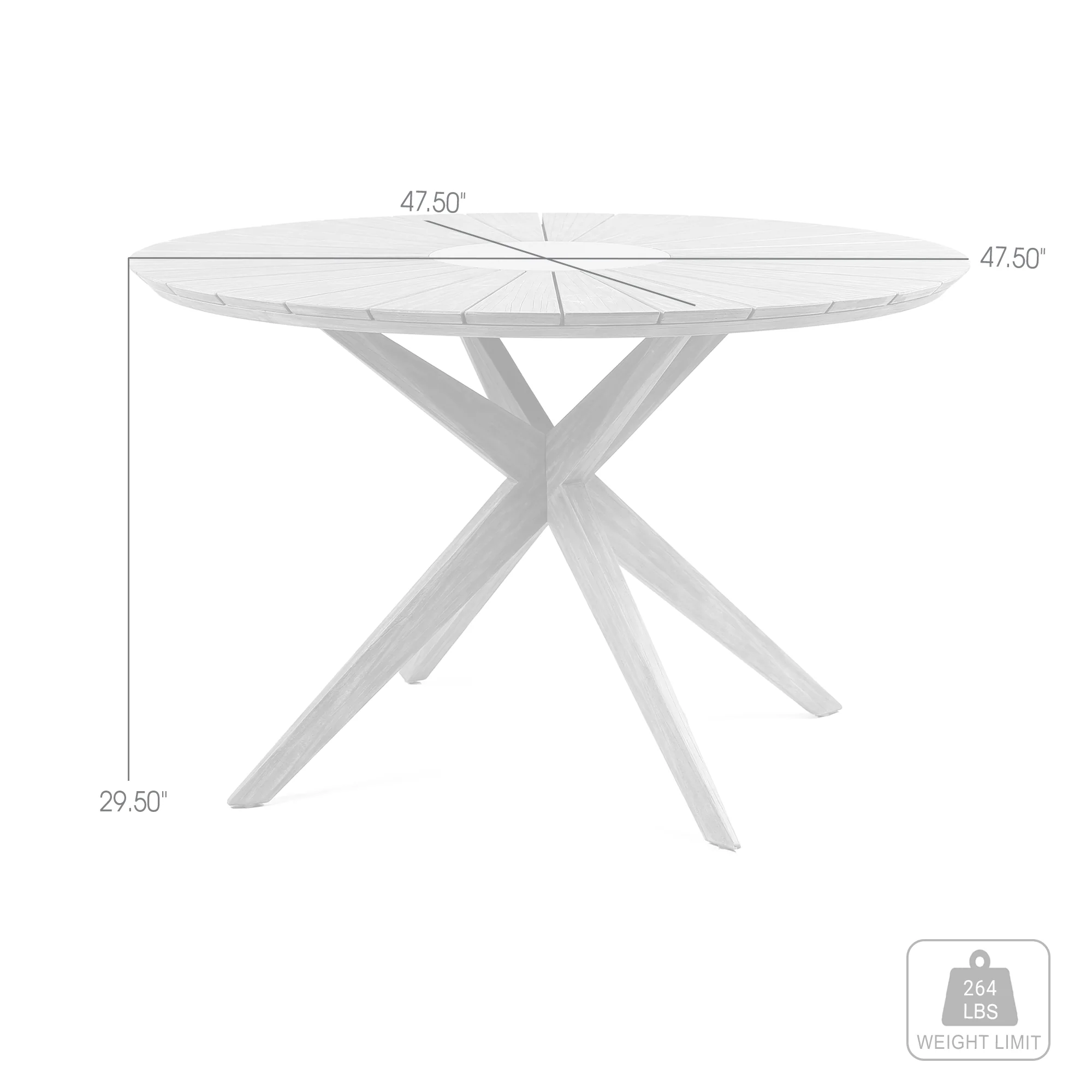 Sachi Outdoor Dark Eucalyptus Wood and Concrete Round Dining Table By Armen Living - Image 8
