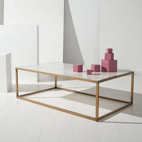 Safavieh Brynna Rect Marble Coffee Table - Bronze