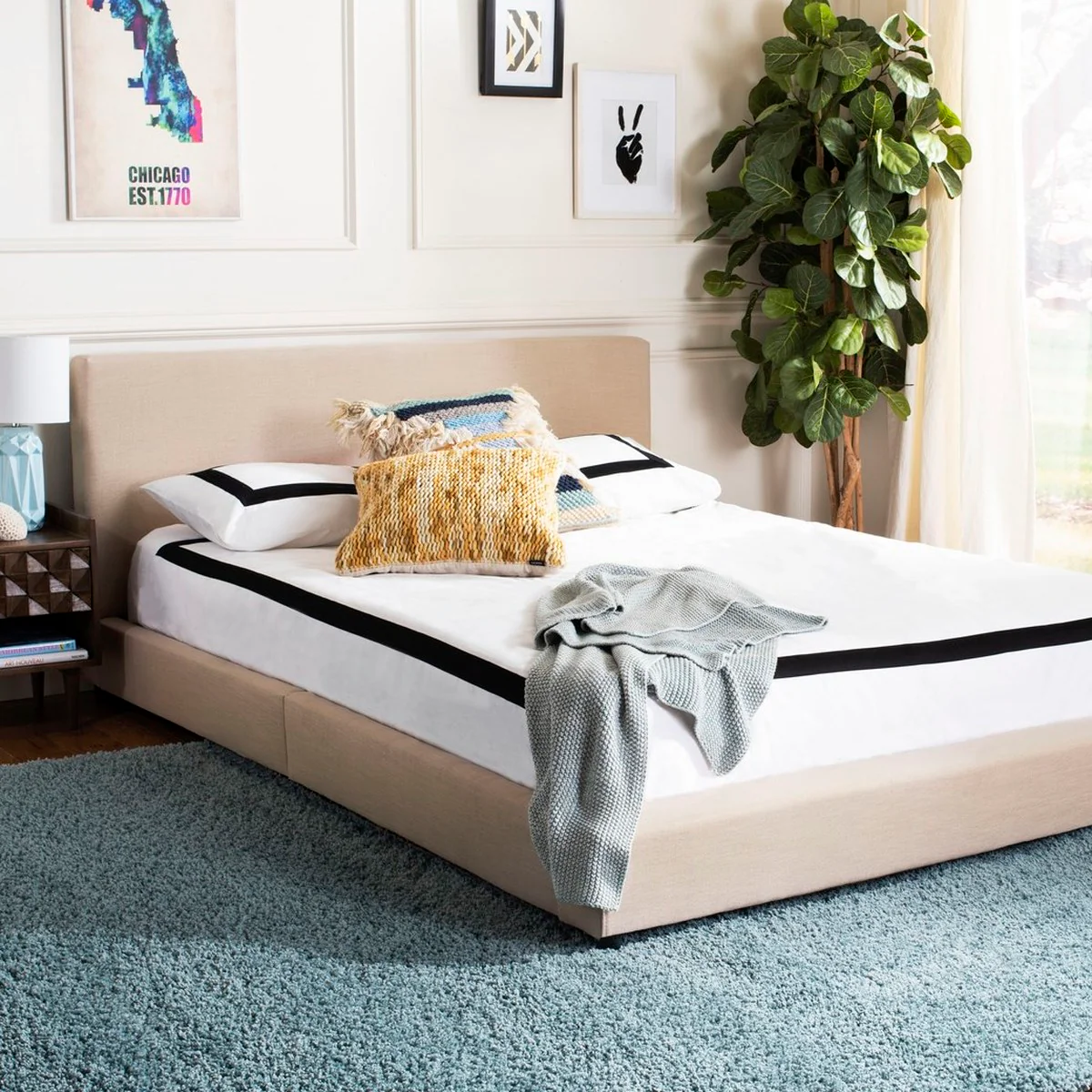 Safavieh Carter Bed Queen Size - Beige