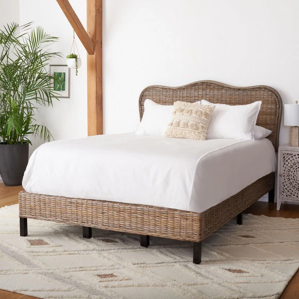 Safavieh Daejon Rattan Bed Queen Size - Grey