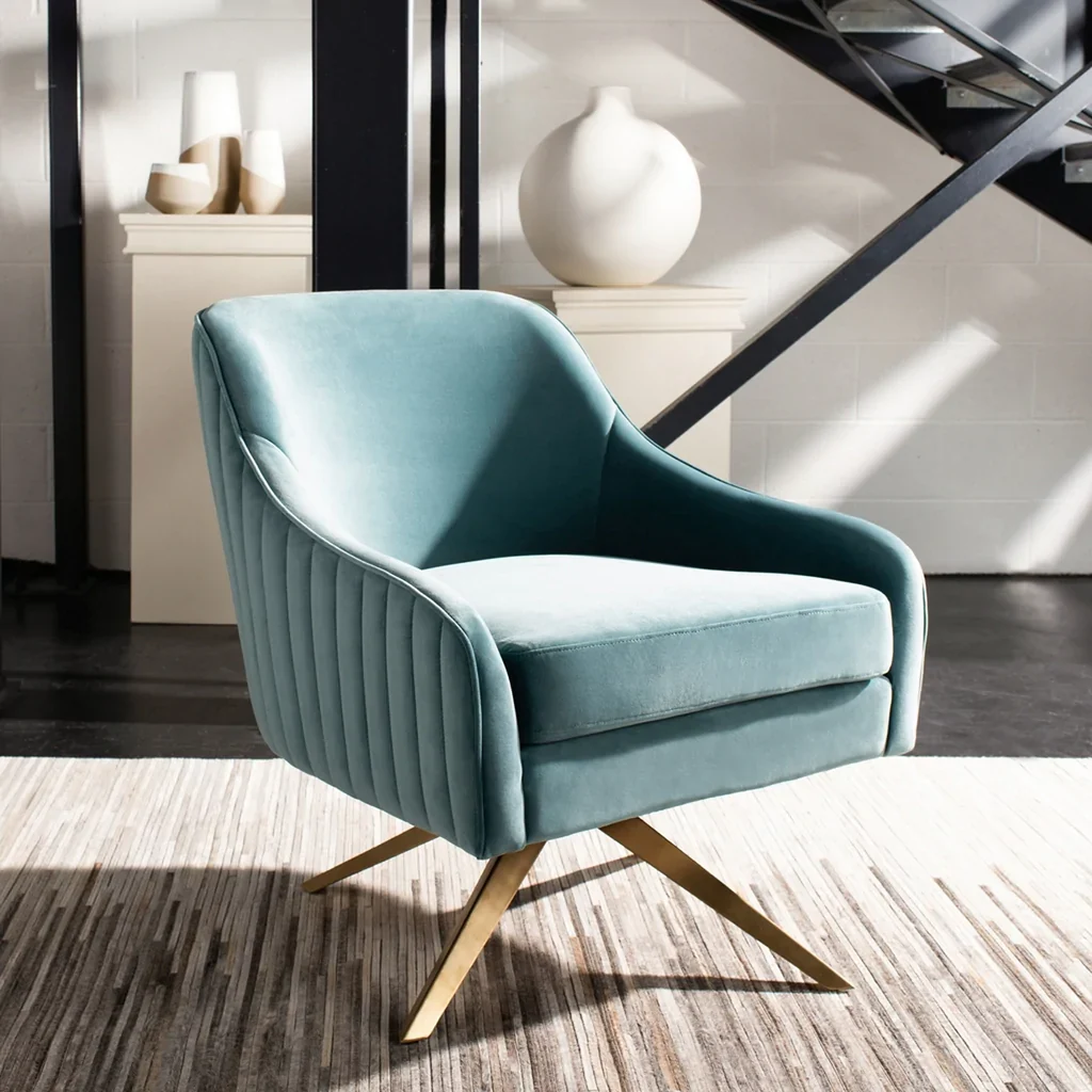 Safavieh Leyla Swivel Velvet Chair - Seafoam