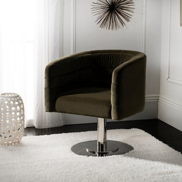 Safavieh Marie Velvet Swivel Tub Chair - Olive