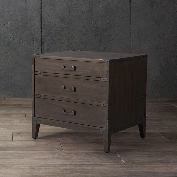 Safavieh Nisha 3 Drawer Wood Nightstand - Light Brown