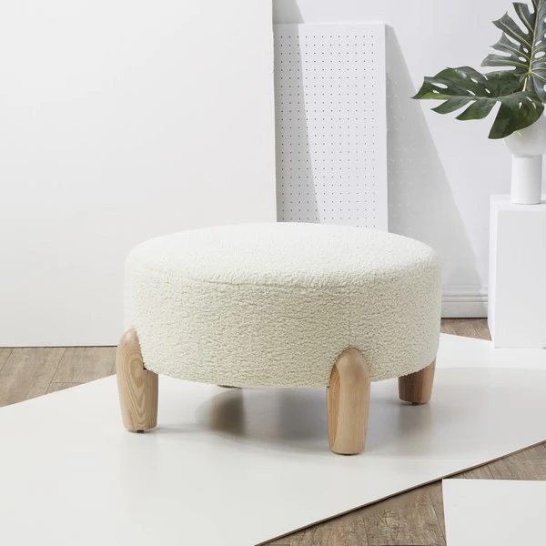 Safavieh Perez Scandinavian Rd Ottoman - Ivory