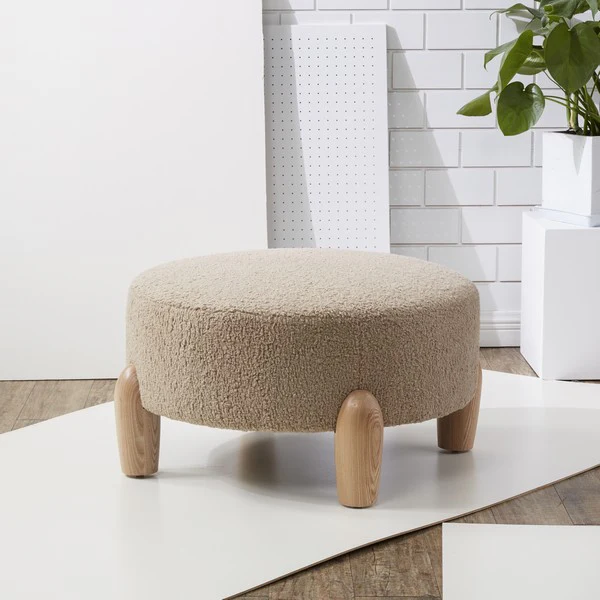 Safavieh Perez Scandinavian Rd Ottoman - Light Brown