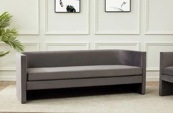 Safavieh Rosabeth Curved Velvet Sofa - Slate Gray