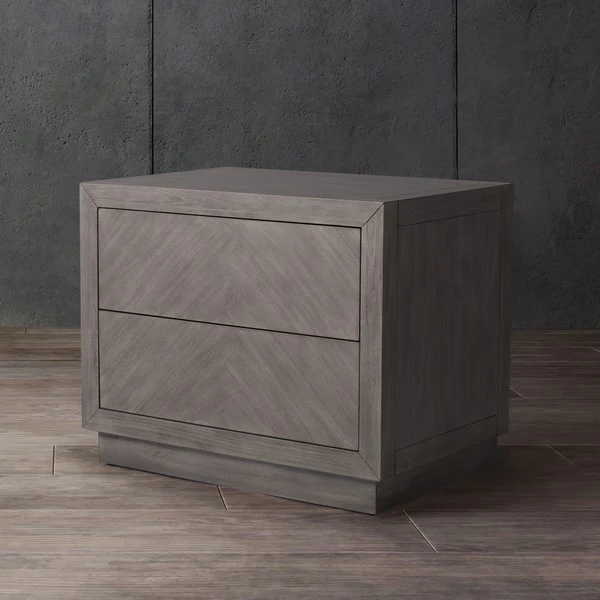 Safavieh Steve 2 Drawer Wood Nightstand - Light Gray