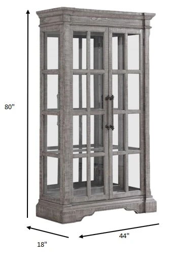 Salvaged Natural Wood Glass Curio By Homeroots - Image 4
