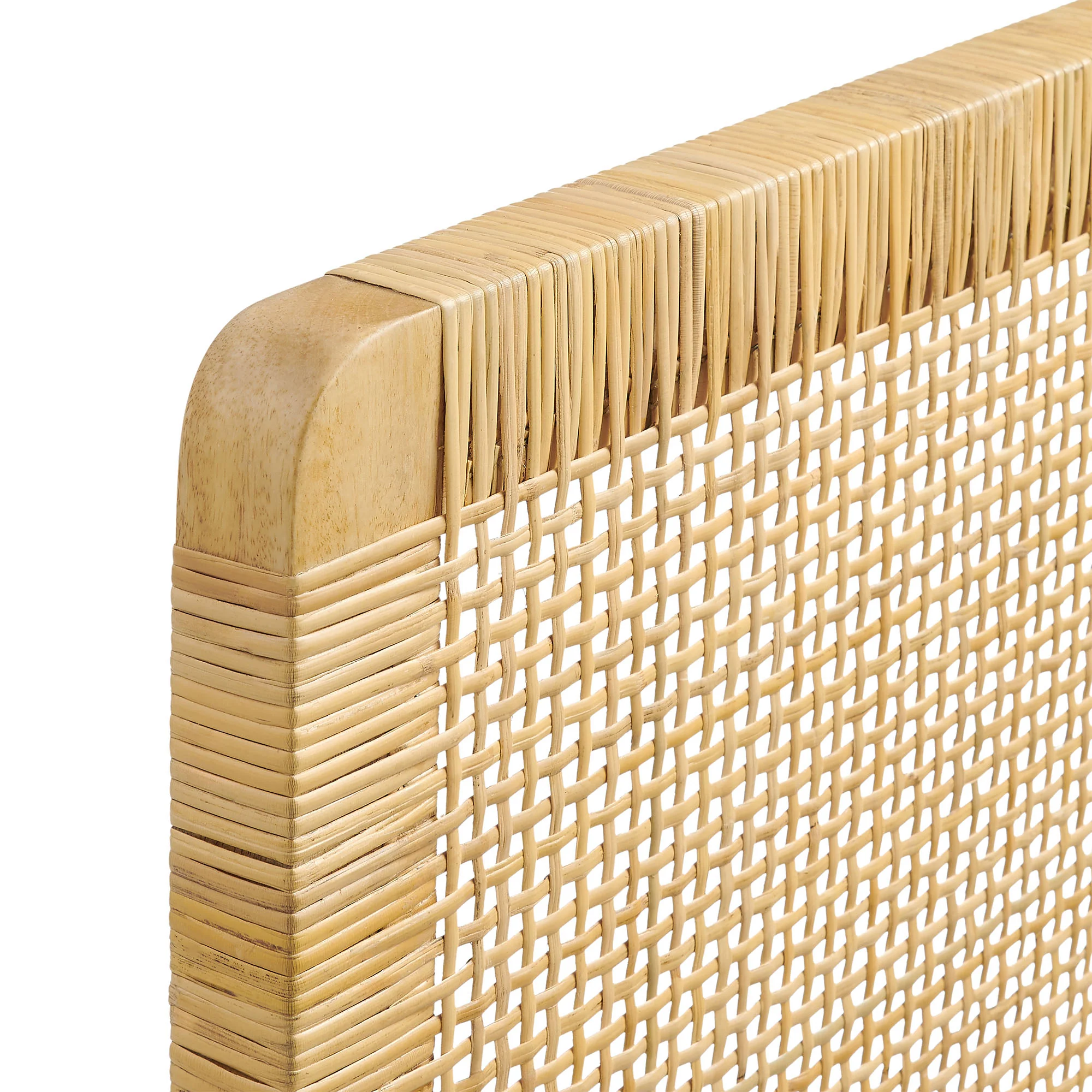 Sandy Wall Mounted Wood and Rattan Queen Size Headboard by Modway - Image 3