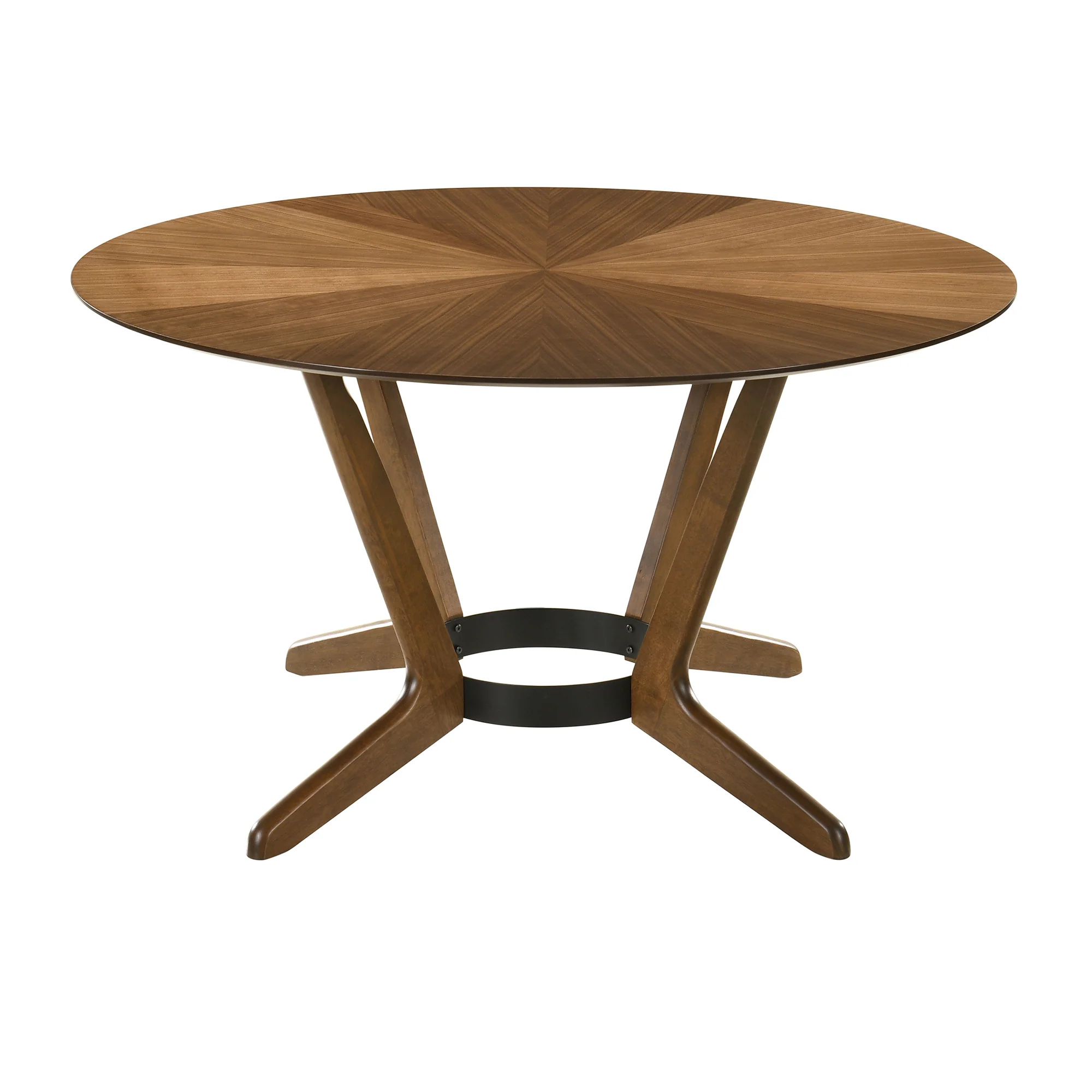 Santana 7 Piece Round Walnut Wood Dining Table Set with Blue Fabric By Armen Living - Image 17