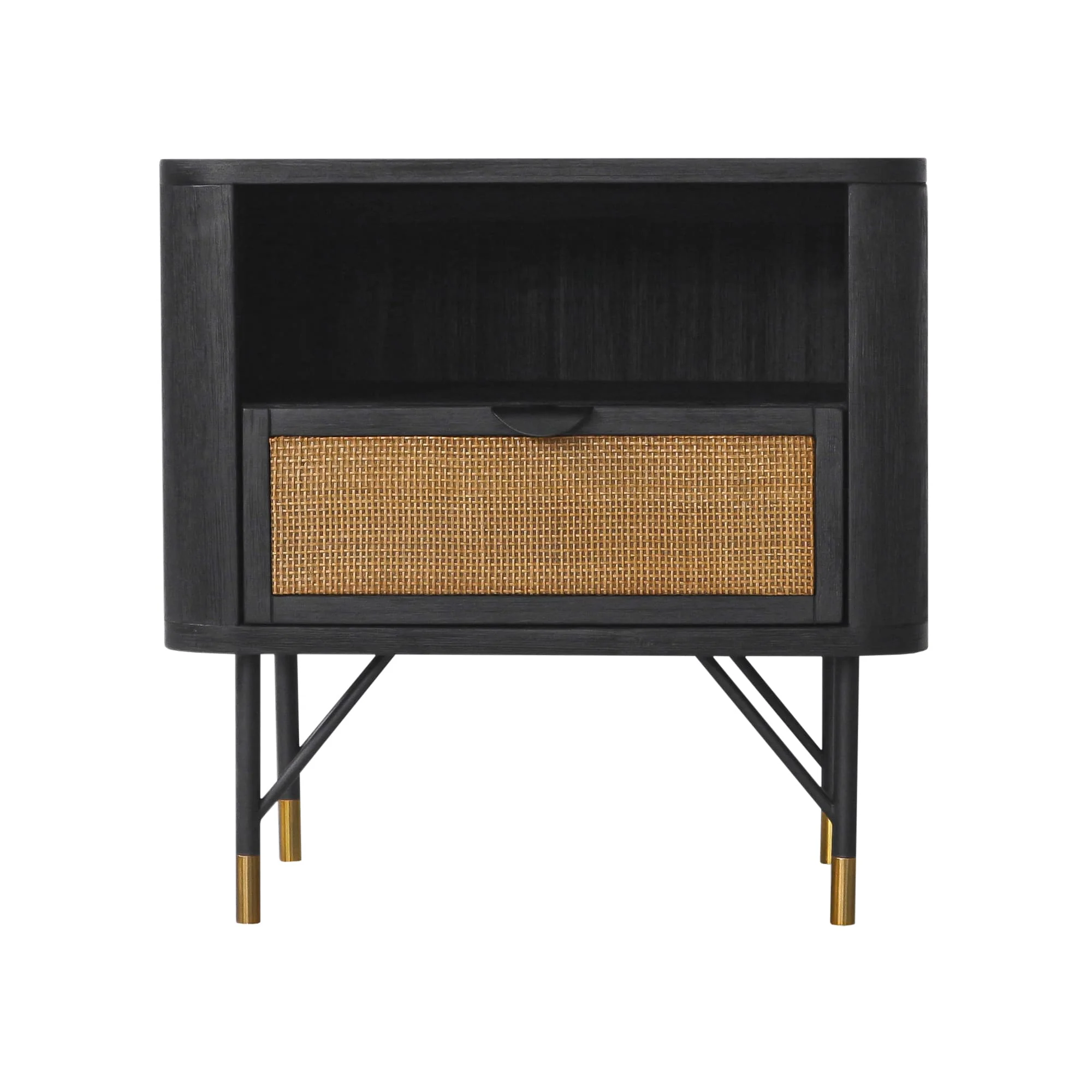 Saratoga 4 Piece Queen Bedroom Set in Black Acacia Wood and Rattan By Armen Living - Image 7